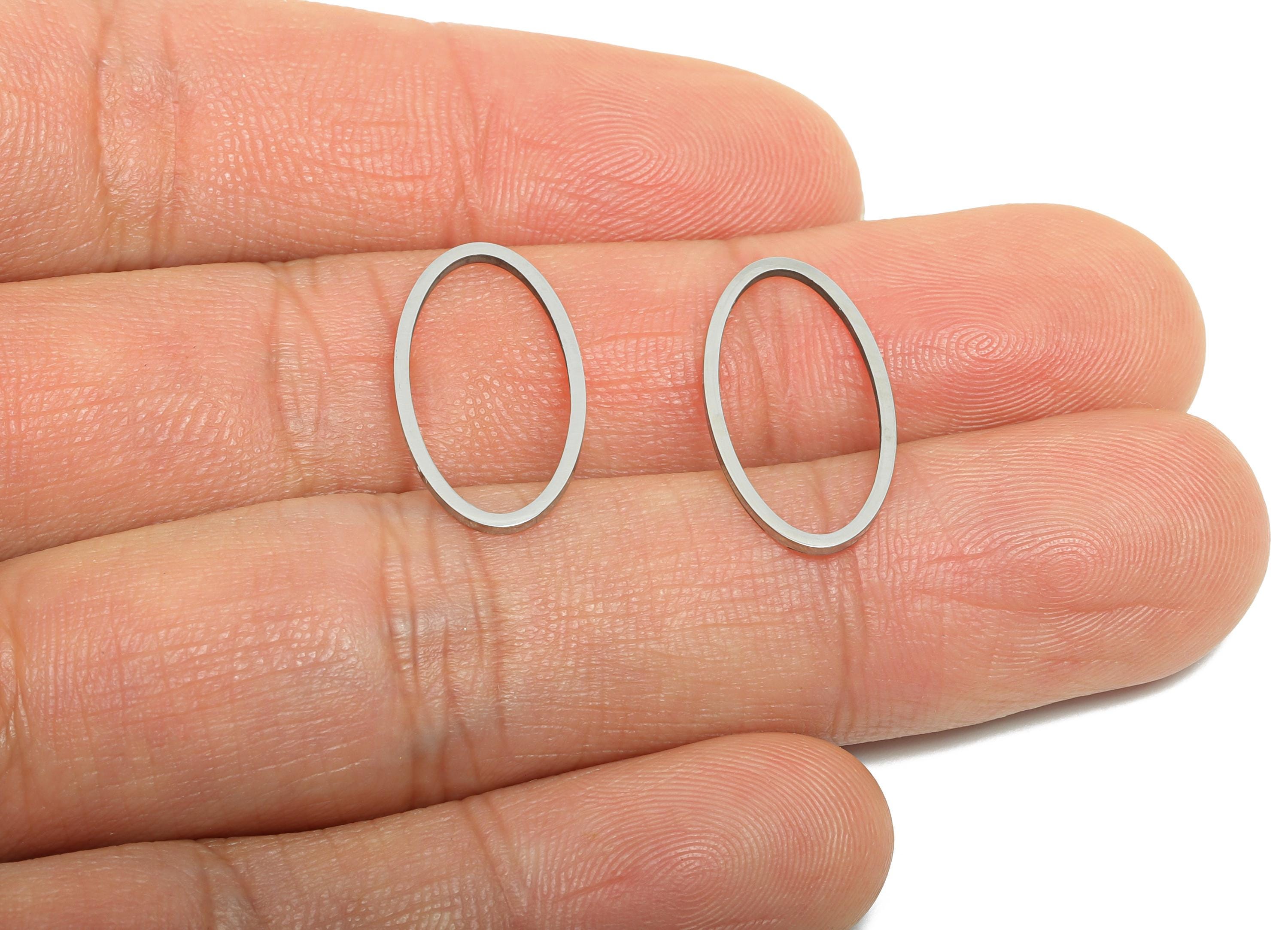 20mm Steel Oval Ring Earring Charm - Geometric Jewelry Connector for DIY Making - Lightweight Hollow Square Charm - 20.7x10.9x0.9mm - SS2668 - DOMEDBAZAAR