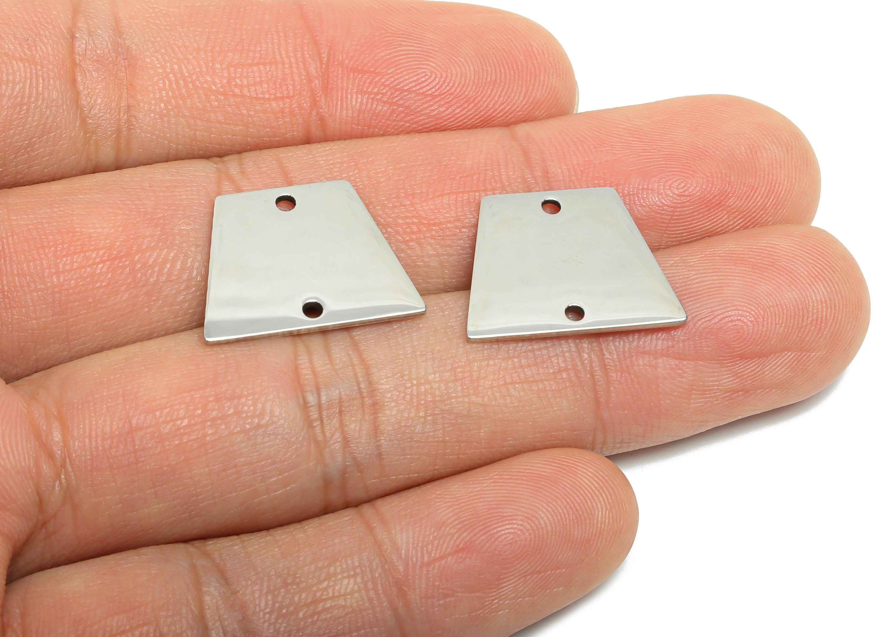 Steel Trapezoid Connector - Stainless Steel Trapezoid Pendant - Steel Geometry Connector - Geometric Earring Charm - 17x15x0.98mm - SS2637 - DOMEDBAZAAR
