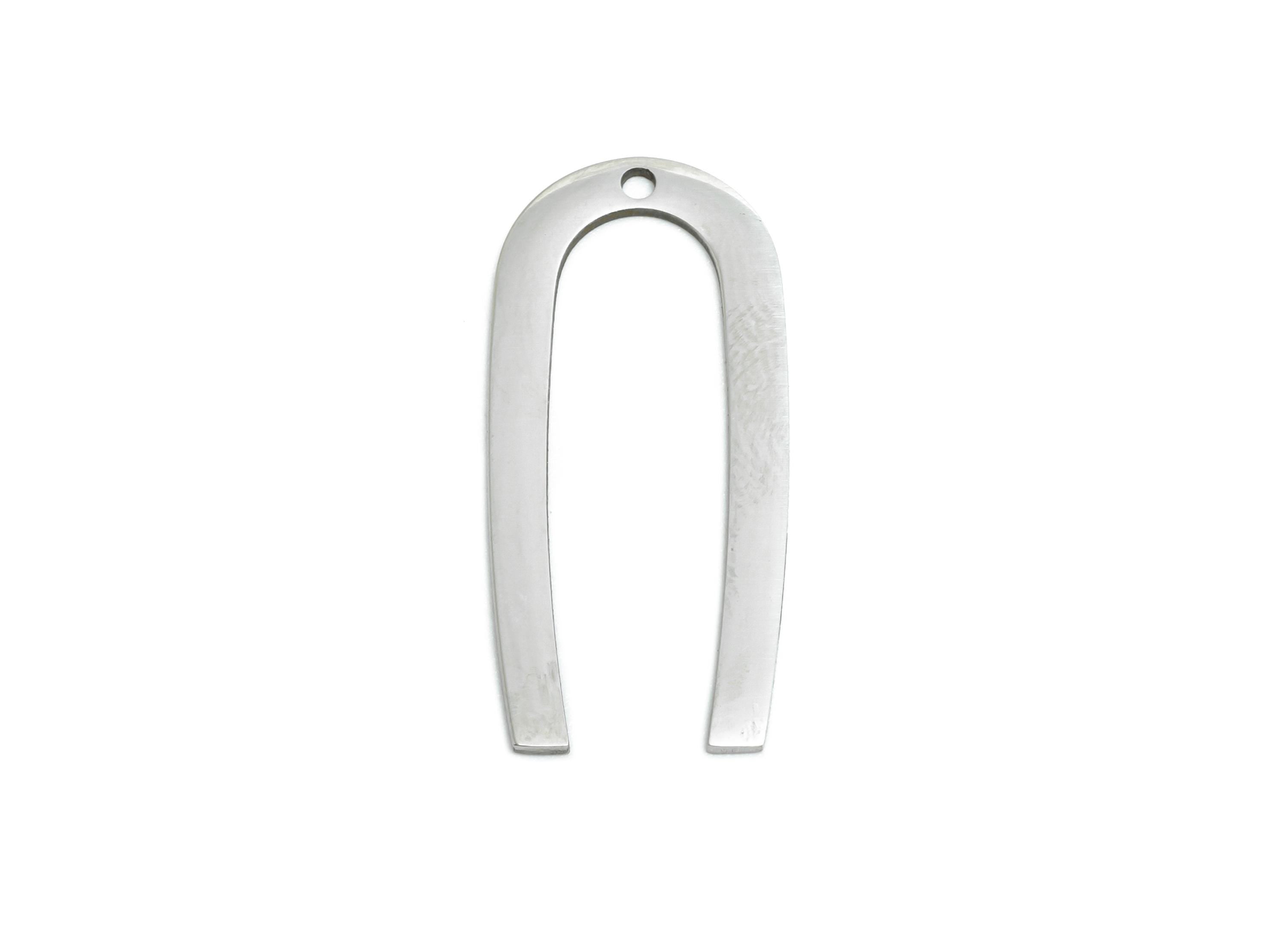 Steel Horseshoe Pendant - Modern U Shape Charm - Geometric Arch Pendant - Handmade Jewelry Making Supplies - 27.13x12.43x0.98mm - SS2605 - DOMEDBAZAAR