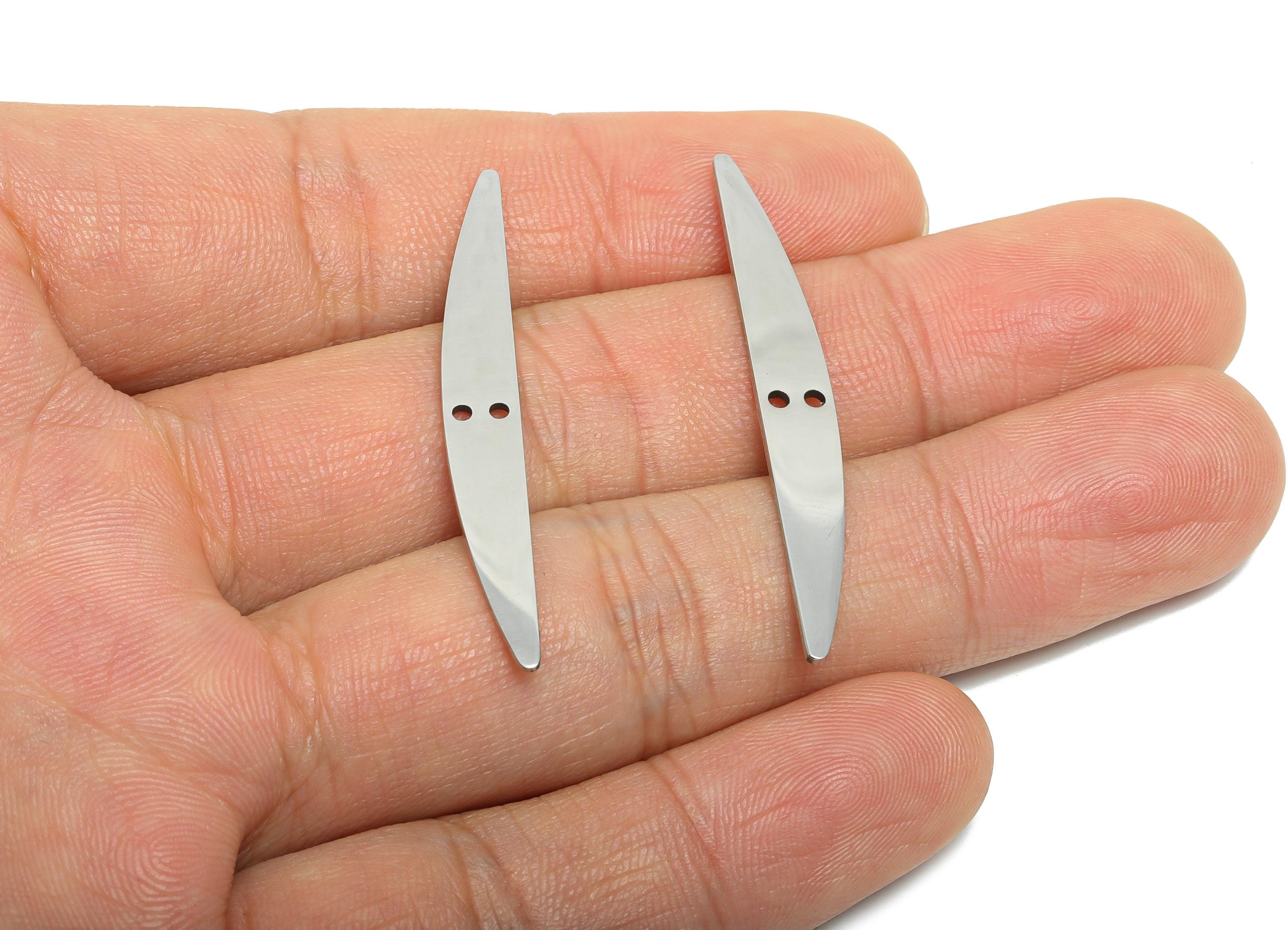 Steel Bar Connector - Stainless Steel Stick Bar Charm - Cutout Geometry For Necklace - Metal DIY Earring Finding - 43x5x0.98mm - SS2590 - DOMEDBAZAAR