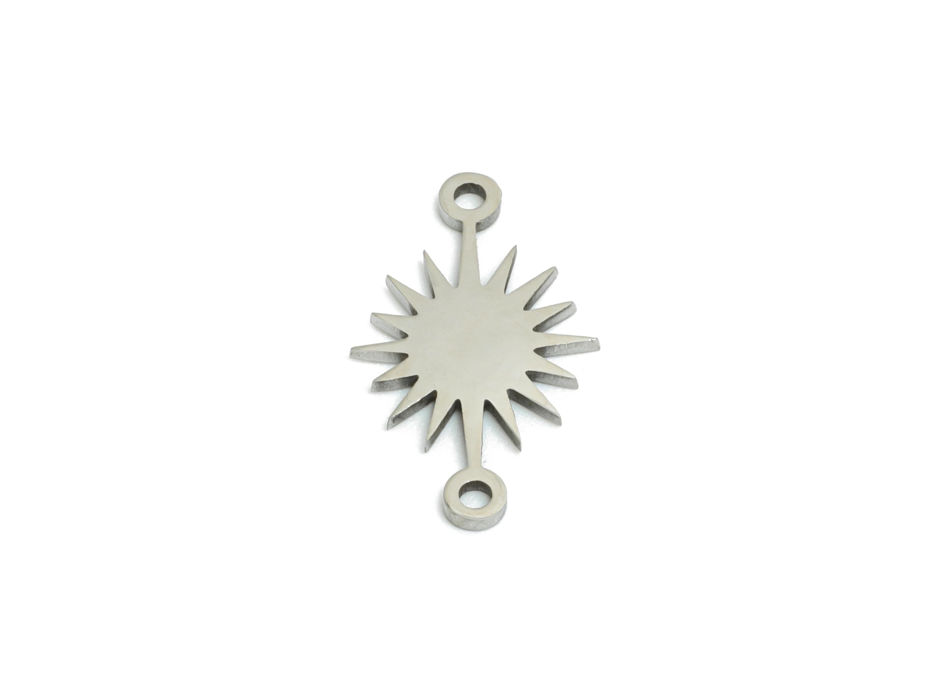 Steel Sunburst Connector - Boho Star Charm Connector - Celestial Jewelry Supply For Necklace - Stainless Steel Charm - 15x9x0.98mm - SS2473 - DOMEDBAZAAR