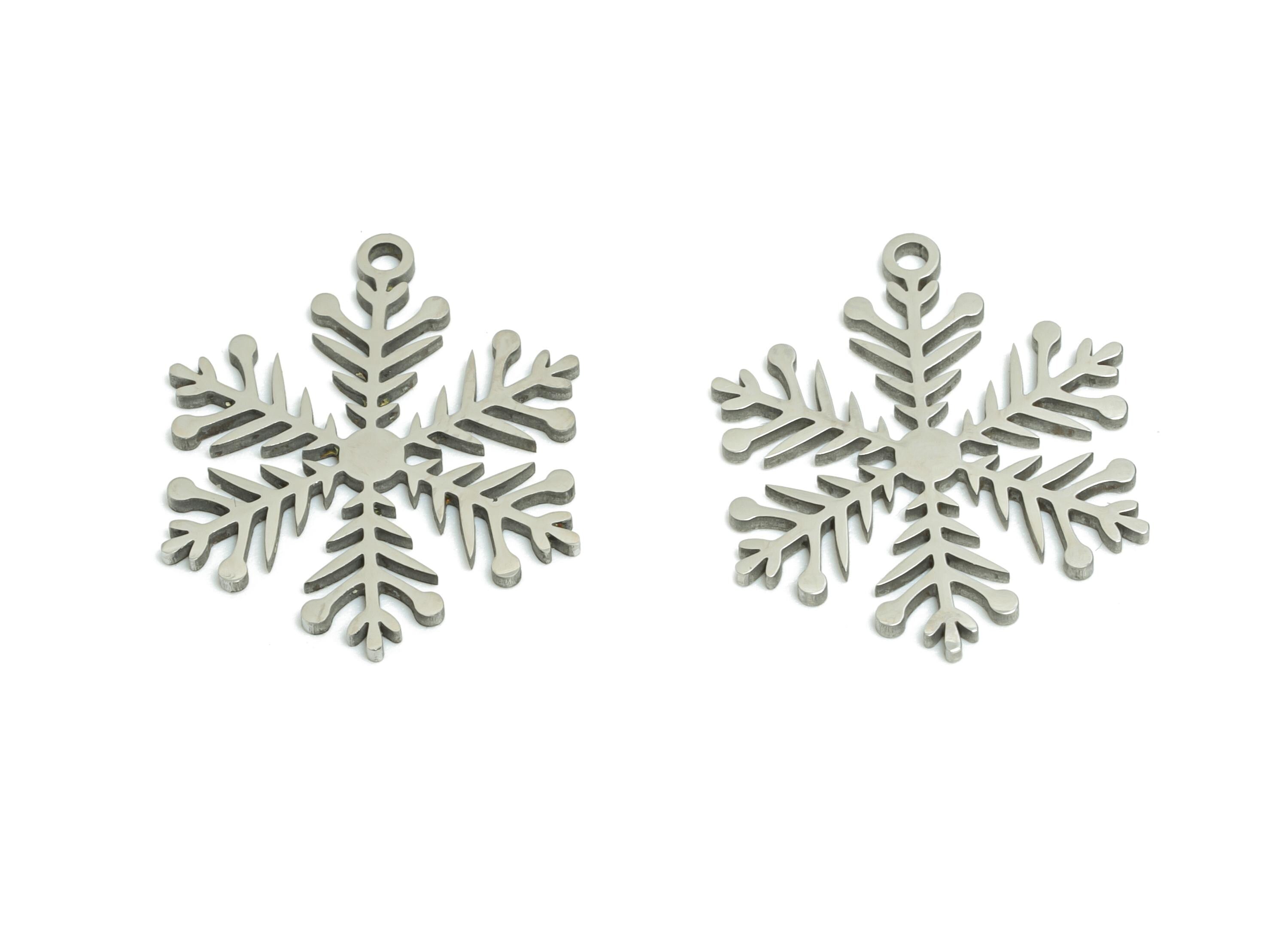 Steel Snowflake Charms - DIY Craft Snowflake Component - Winter Holiday Jewelry Charms - Steel Jewelry Finding - 19.8x16.22x0.98mm - SS2486 - DOMEDBAZAAR