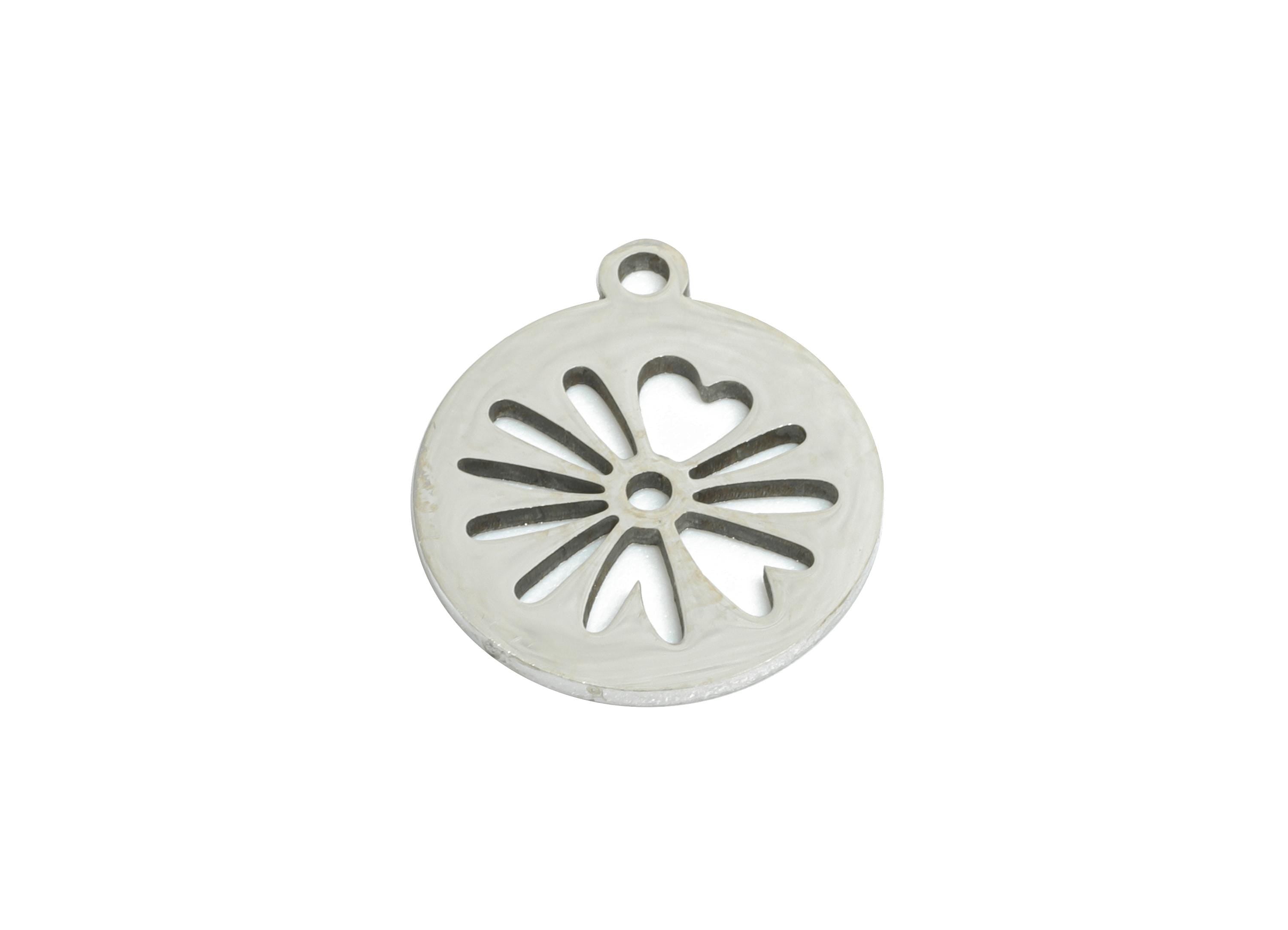 Steel Flower Charm - Boho Hollow Floral Earring Charm - Whimsical Charm For Necklace - Stainless Steel Charm - 14x12x0.98mm - SS2466 - DOMEDBAZAAR