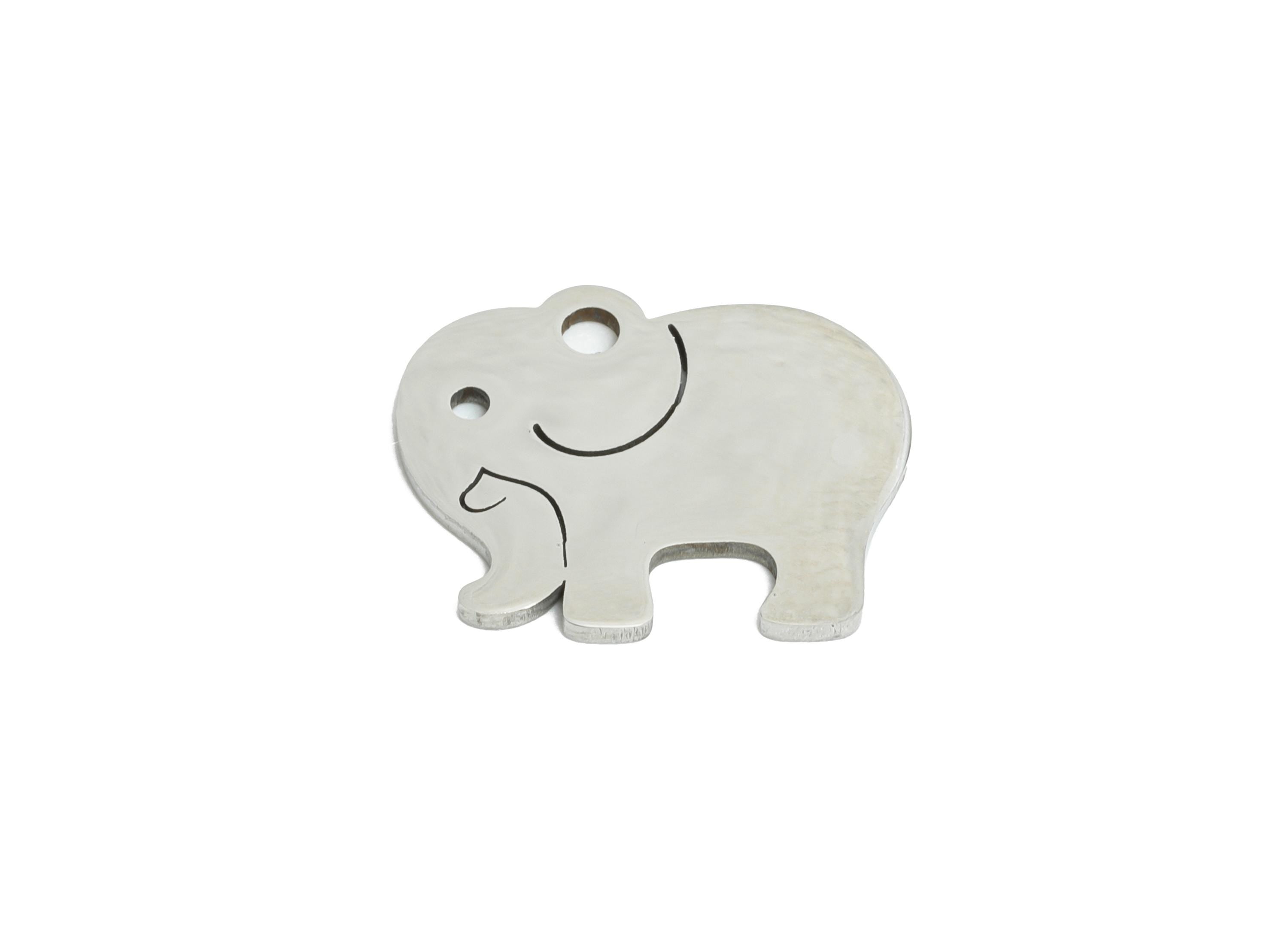 Steel Elephant Charm - Minimalist Elephant Pendant - Safari Animal Jewelry - Stainless Steel Charm - Elephant Charm - 14x11x0.98mm - SS2471 - DOMEDBAZAAR