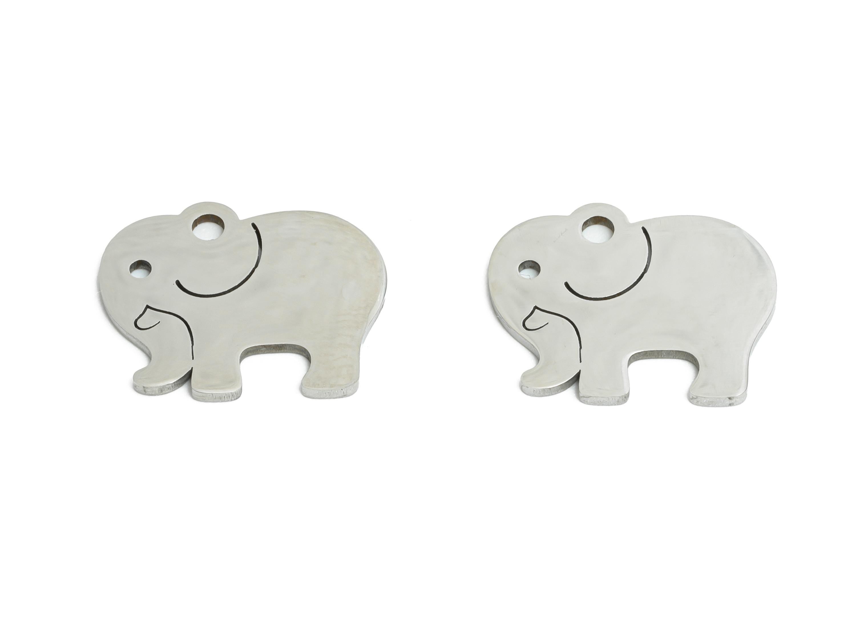 Steel Elephant Charm - Minimalist Elephant Pendant - Safari Animal Jewelry - Stainless Steel Charm - Elephant Charm - 14x11x0.98mm - SS2471 - DOMEDBAZAAR