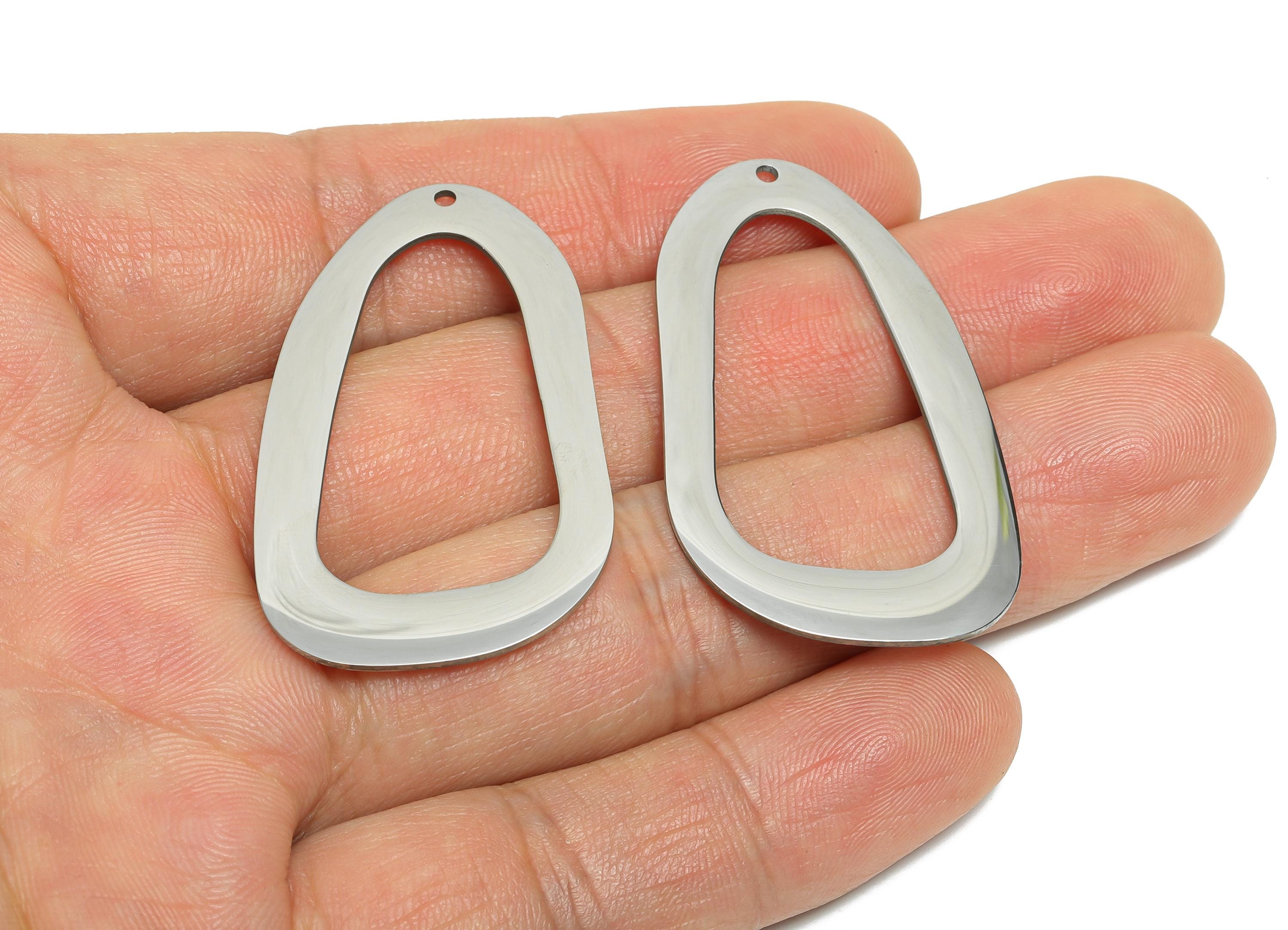 Steel Teardrop Charms - DIY Craft Geometry Component - Modern Geometry Jewelry Charms - Steel Jewelry Finding - 43x25x0.98mm - SS2308 - DOMEDBAZAAR