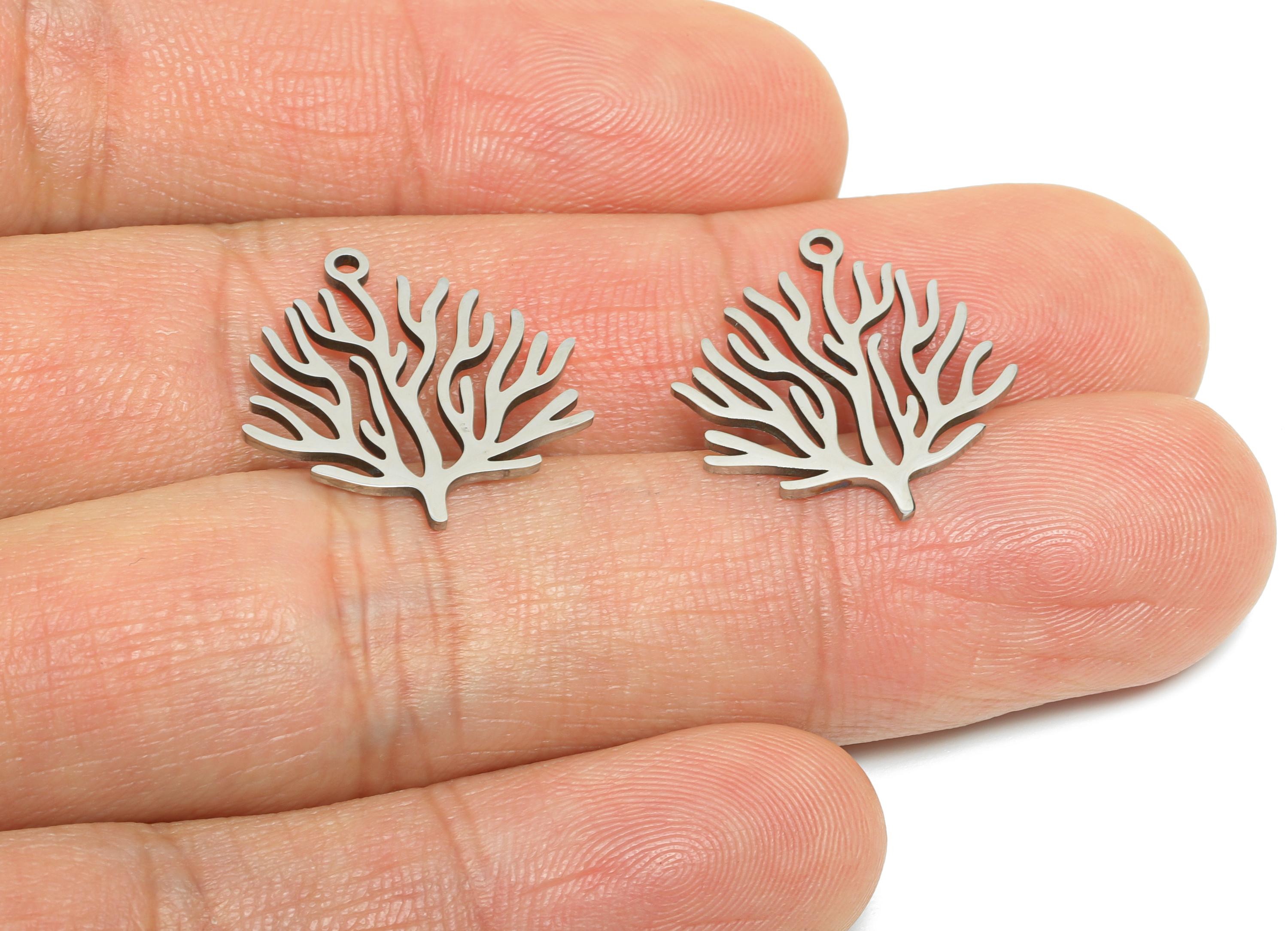 Stainless Steel Coral Pendant - Sea Fan Coral Pendant - Stainless Steel Sea Life Pendant - Nature-Inspired Jewelry - 19.7x18x0.98mm - SS2430 - DOMEDBAZAAR