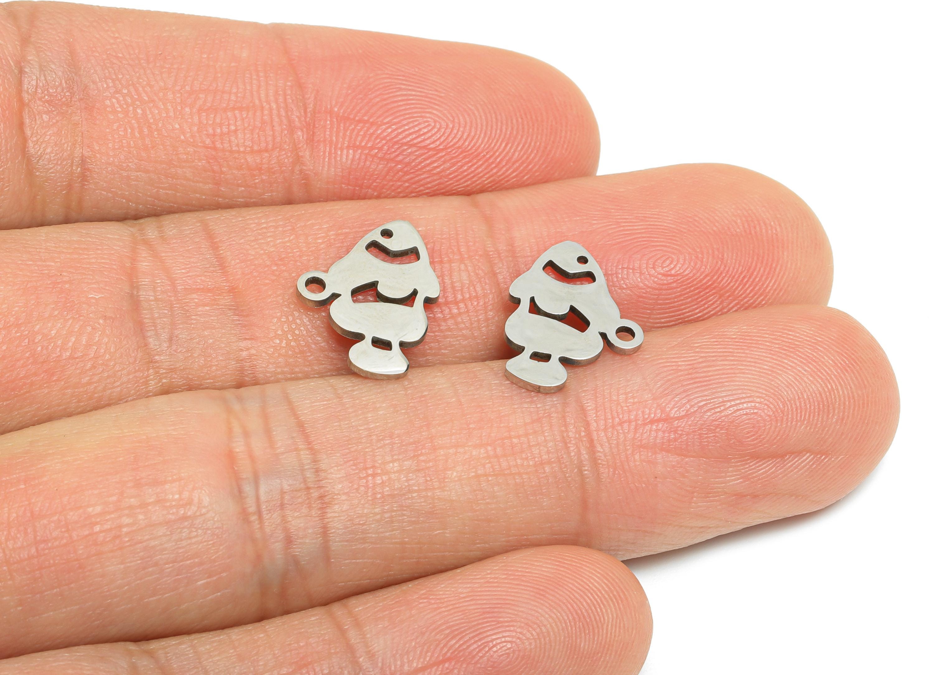 Steel Fish Earring Charm - Clown Fish Charm for DIY Jewelry - Tropical Fish Necklace Charm - Marine Life Jewelry  - 14x10x0.98mm - SS2426 - DOMEDBAZAAR