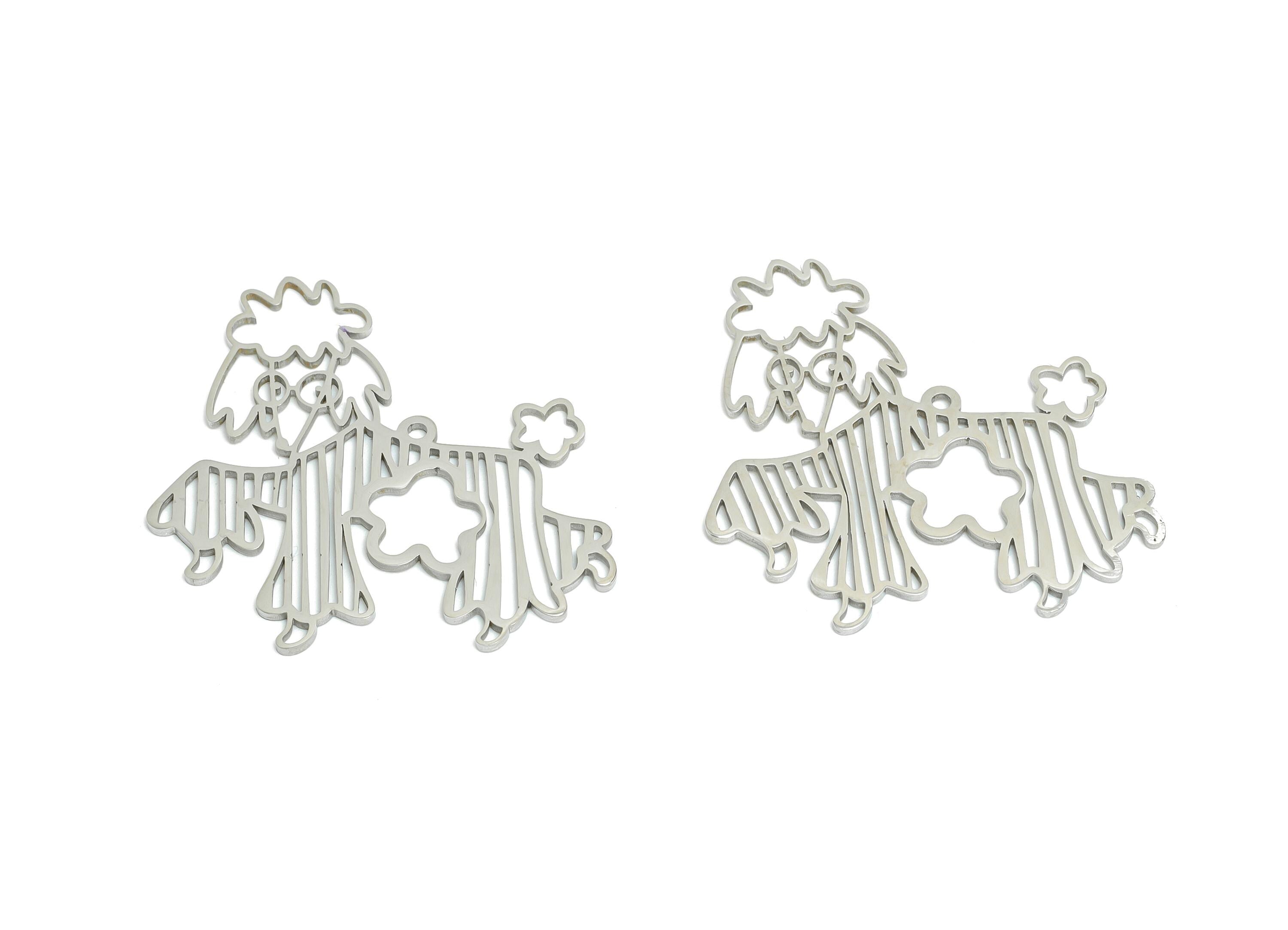 Stainless Steel Poodle Pendant - Elegant Poodle Pendant - Pet Lover Gift Charm - Laser-Cut Stainless Steel Dog Pendant - 30x29x0.98mm-SS2499 - DOMEDBAZAAR