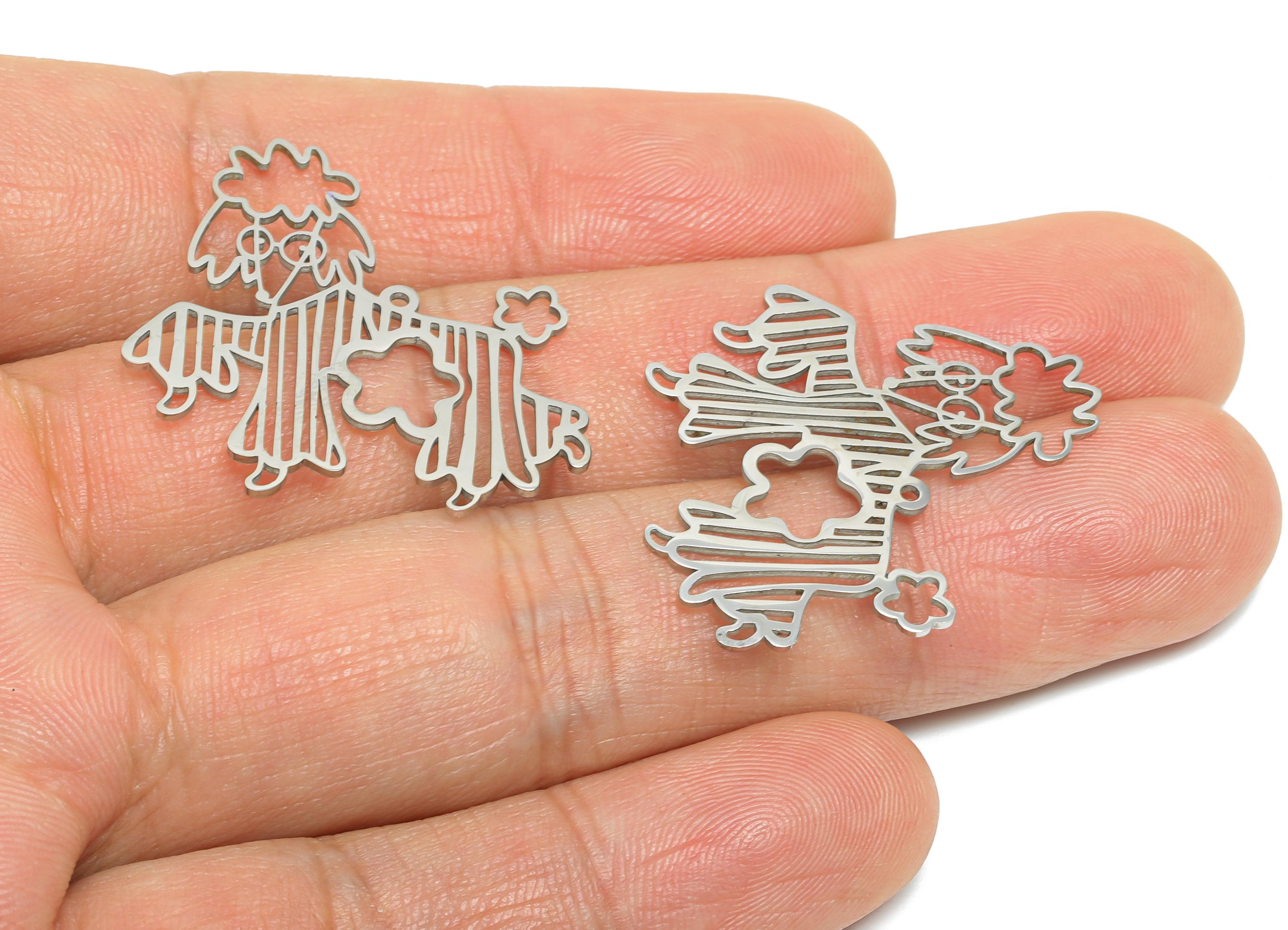 Stainless Steel Poodle Pendant - Elegant Poodle Pendant - Pet Lover Gift Charm - Laser-Cut Stainless Steel Dog Pendant - 30x29x0.98mm-SS2499 - DOMEDBAZAAR