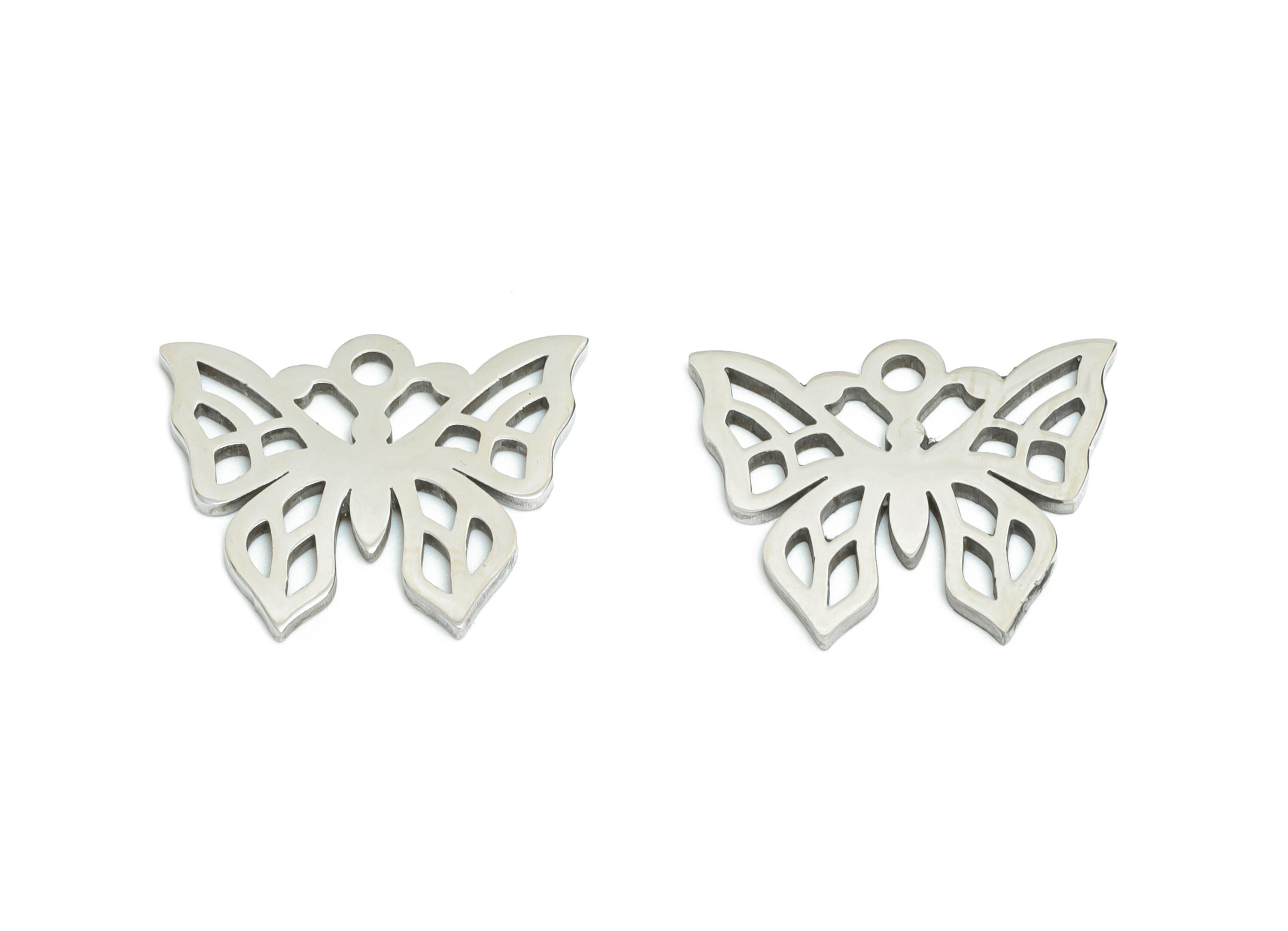 Steel Butterfly Pendant - Elegant Butterfly Insect Pendant - Nature-Inspired Jewelry - Steel Jewelry Findings - 15.6x12.75x0.98mm - SS2467 - DOMEDBAZAAR
