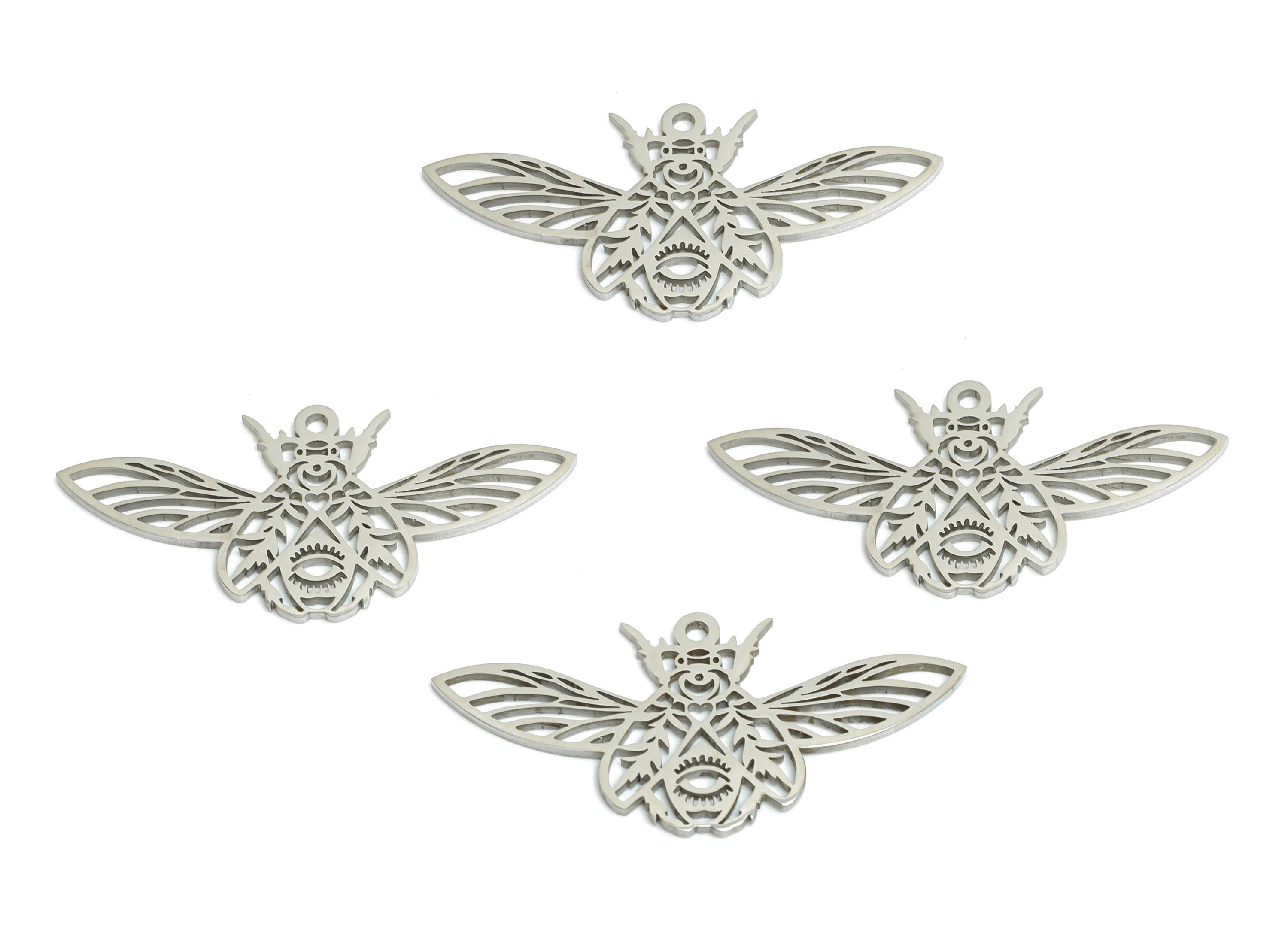 Steel Moth Pendant - Gothic Butterfly Insect Pendant - Nature-Inspired Steel Jewelry - Unique Handmade Moth Charm - 29x14x0.98mm - SS2502 - DOMEDBAZAAR