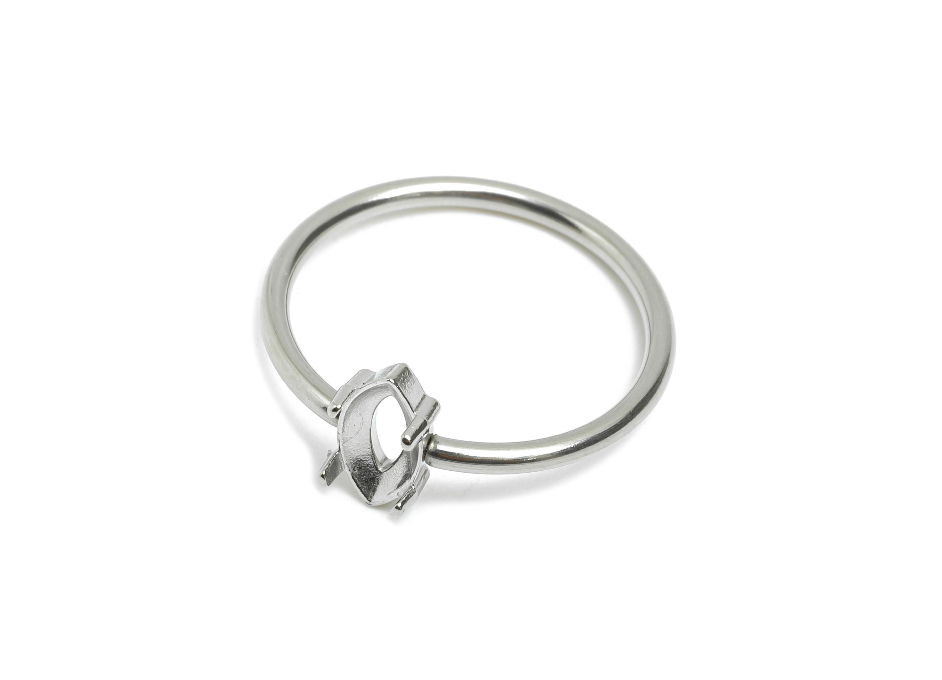 4x8mm Marquise Setting Ring - Ring Inner Size #6/16.6mm - Steel Gemstone Holder Cabochon Ring Base - Prong Setting Ring - 21x19x1mm-SS1556-6 - DOMEDBAZAAR