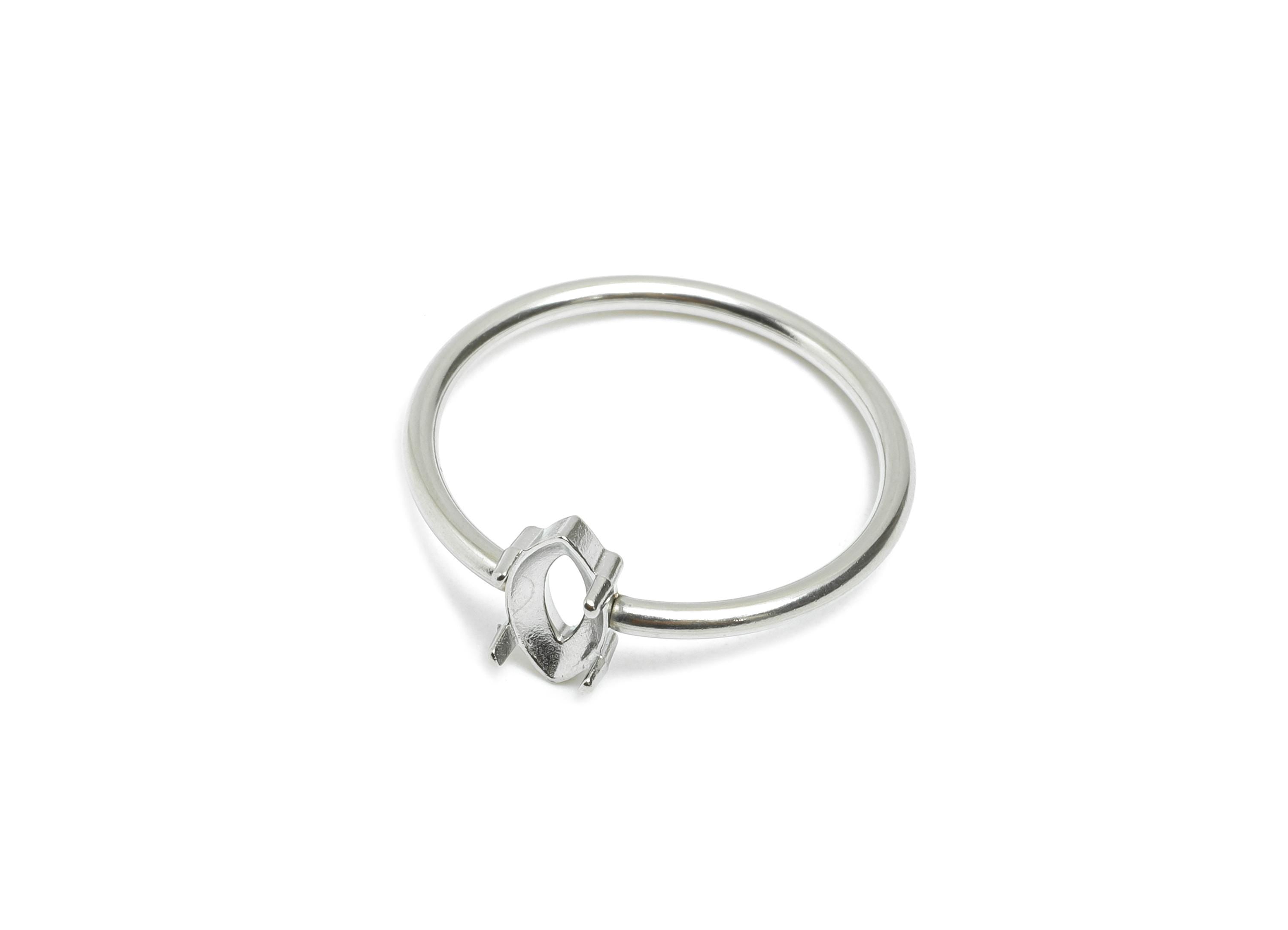 4x8mm Marquise Setting Ring - Ring Inner Size #7/17.3mm - Steel Gemstone Holder Cabochon Ring Base - Prong Setting Ring  -22x20x1mm-SS1556-7 - DOMEDBAZAAR