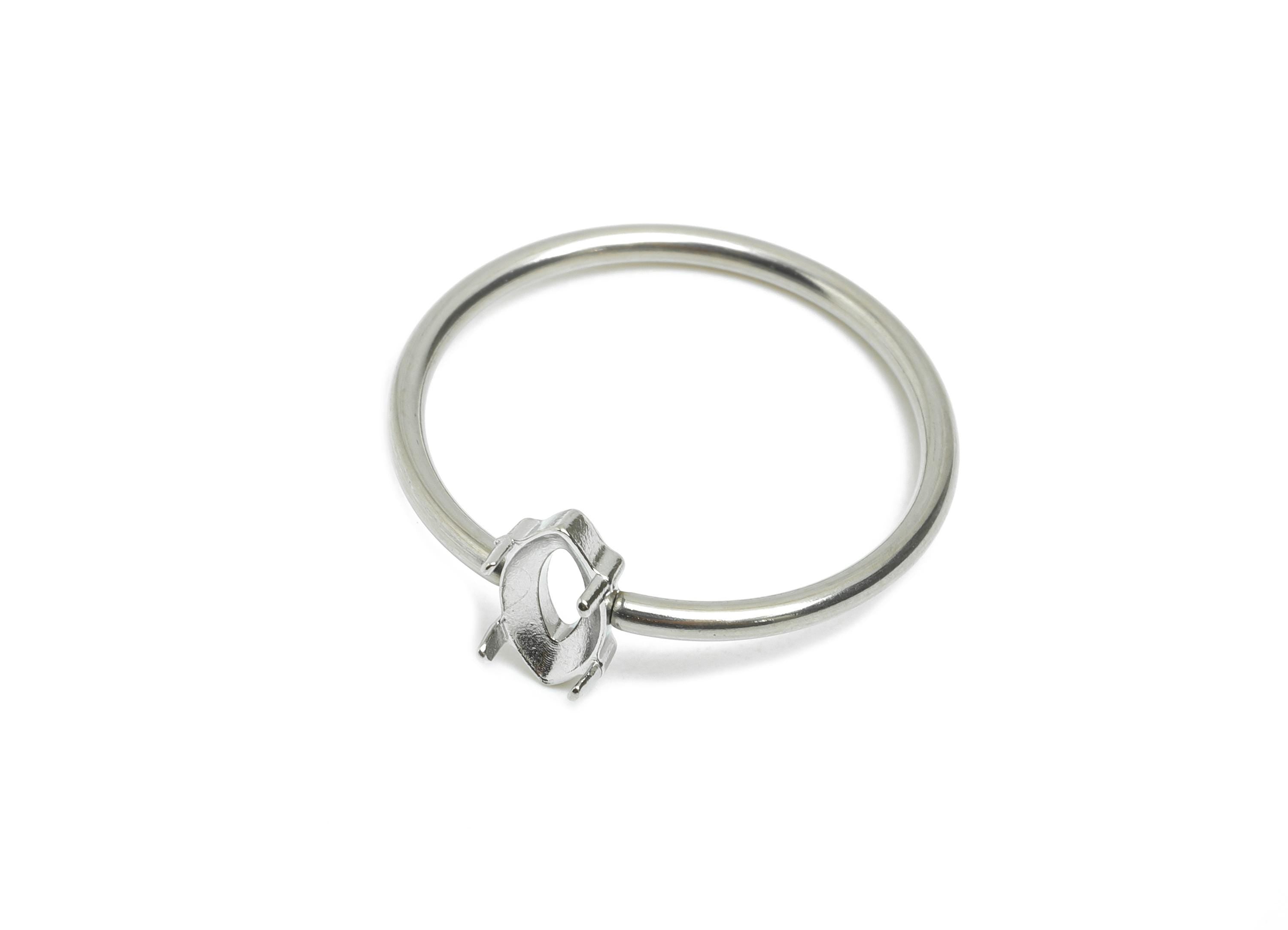 4x8mm Marquise Setting Ring - Ring Inner Size #8/18.1mm - Steel Gemstone Holder Cabochon Ring Base - Prong Setting Ring - 23x21x1mm-SS1556-8 - DOMEDBAZAAR