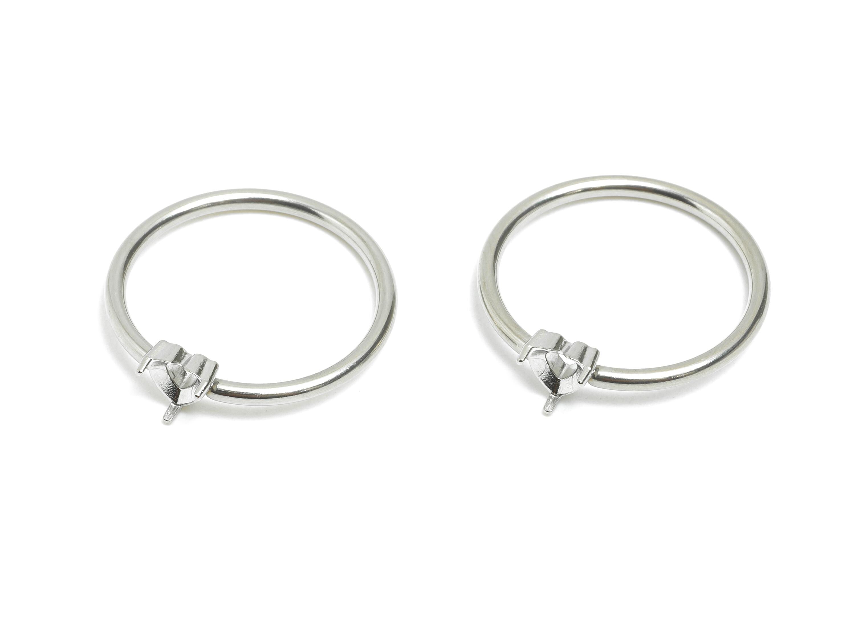 4x4mm Heart Setting Ring - Ring Inner Size #6/16.6mm - Steel Gemstone Holder Cabochon Ring Base - Prong Setting Ring  - 21x19x1mm - SS1555-6 - DOMEDBAZAAR