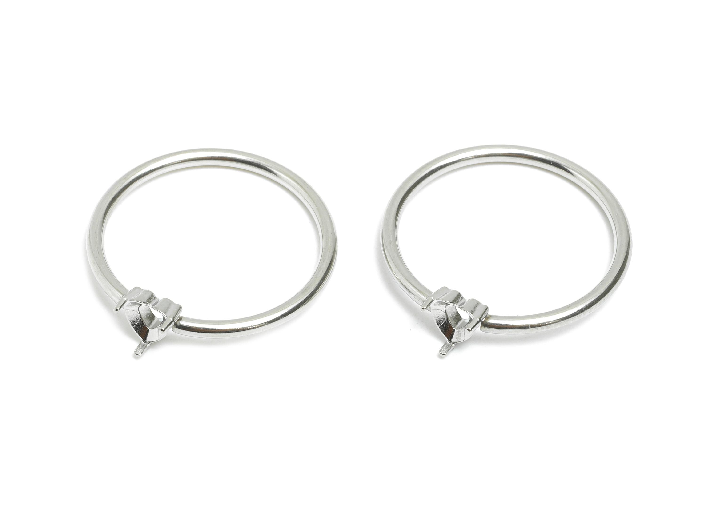 4x4mm Heart Setting Ring - Ring Inner Size #7/17.3mm - Steel Gemstone Holder Cabochon Ring Base - Prong Setting Ring - 22x20x1mm - SS1555-7 - DOMEDBAZAAR