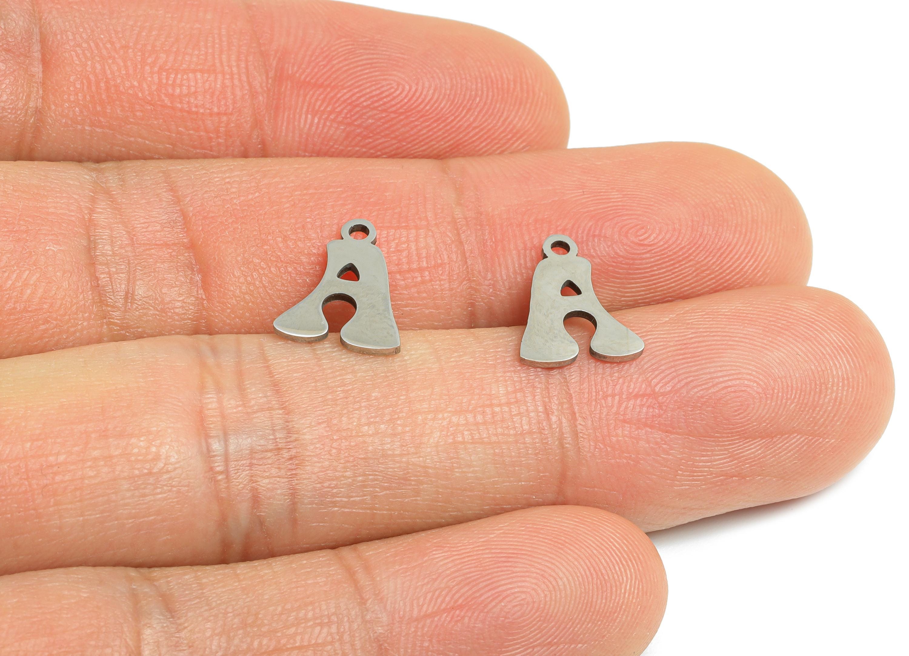Steel Letter A Charms - Personalized Initial Pendant for Bracelet - Unique Name Jewelry - Stylish Statement DIY - 12.2x9.38x0.98mm - SS2383 - DOMEDBAZAAR