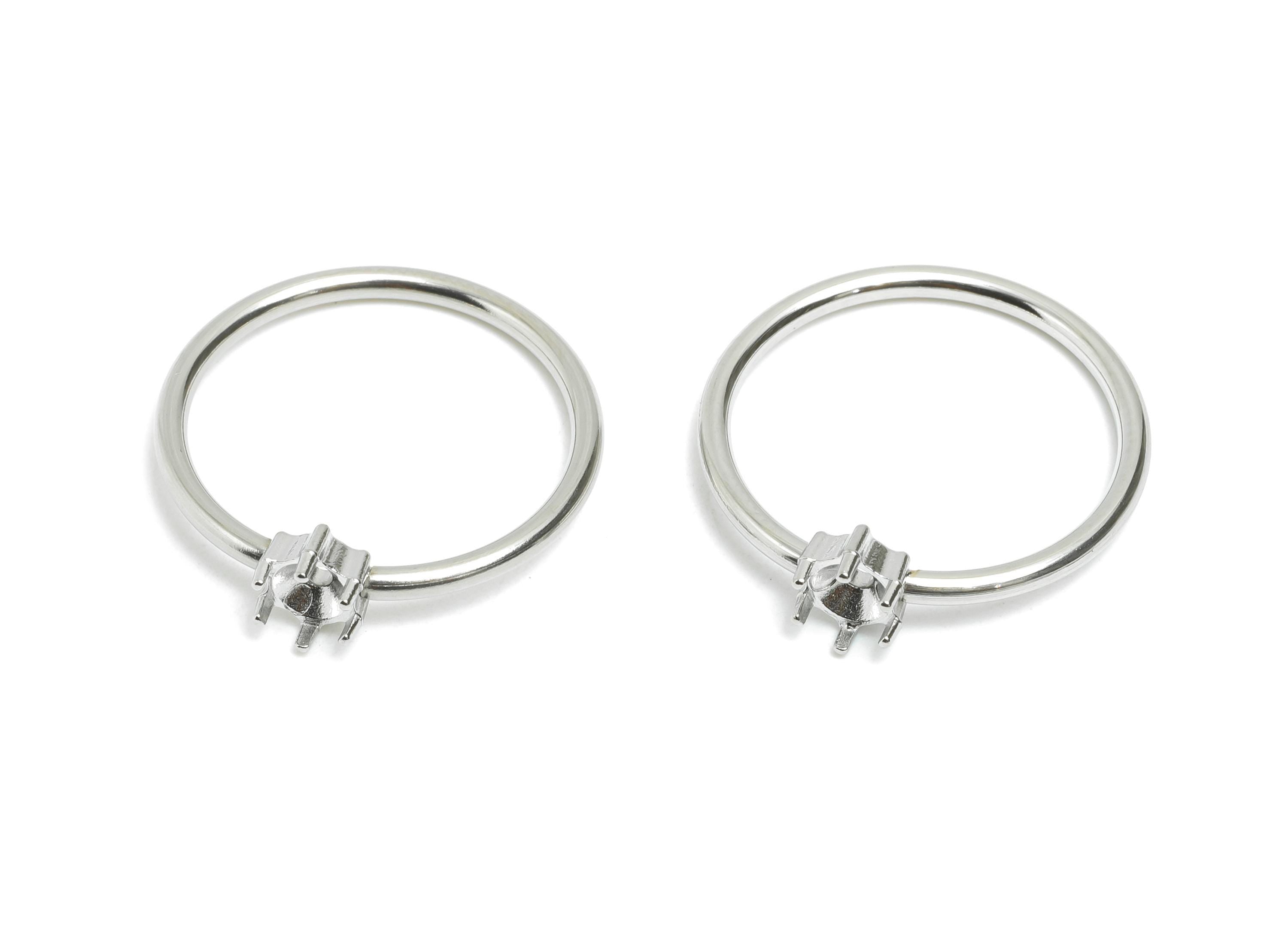 4mm Round Setting Ring - Ring Inner Size #6/16.6mm - Steel Gemstone Holder Cabochon Ring Base - Prong Setting Ring - 21x19x1mm - SS1554-6 - DOMEDBAZAAR