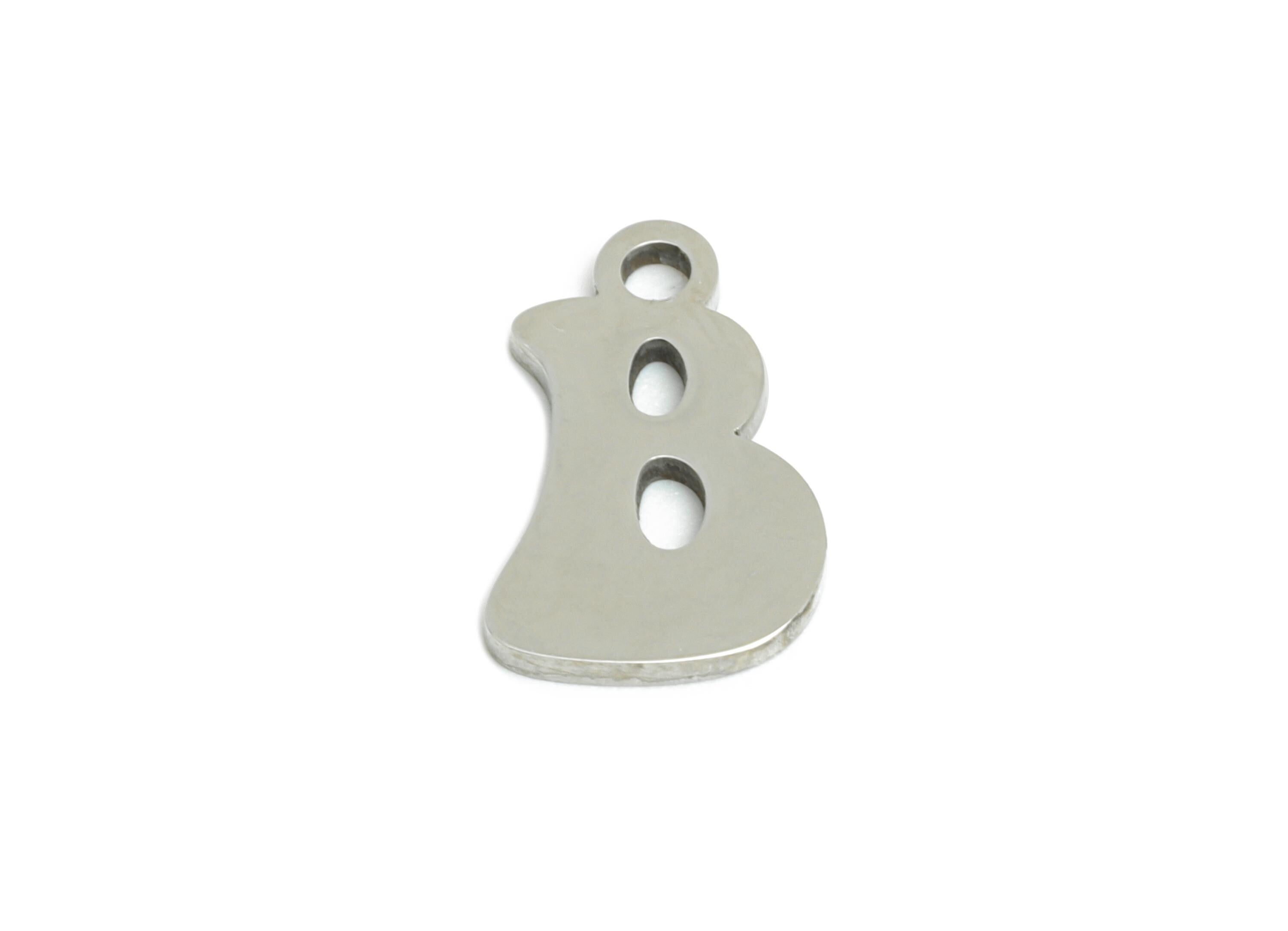 Steel Letter B Charms - Personalized Initial Pendant for Bracelet - Unique Name Jewelry - Stylish Statement DIY - 11.8x7.8x0.98mm - SS2384 - DOMEDBAZAAR