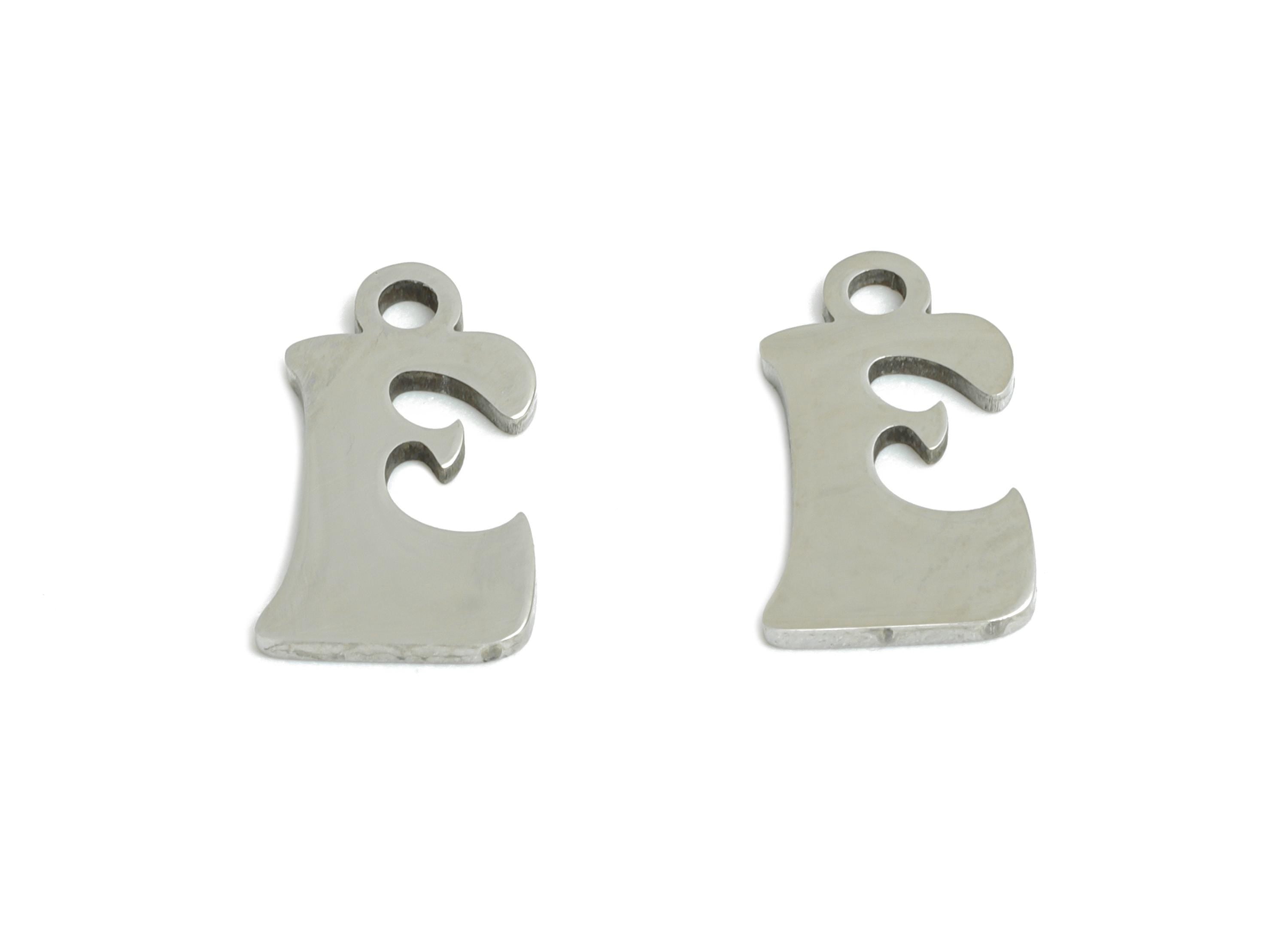 Steel Letter E Charms - Personalized Initial Pendant for Bracelet - Unique Name Jewelry - Stylish Statement DIY - 11.87x6.87x0.98mm - SS2387 - DOMEDBAZAAR
