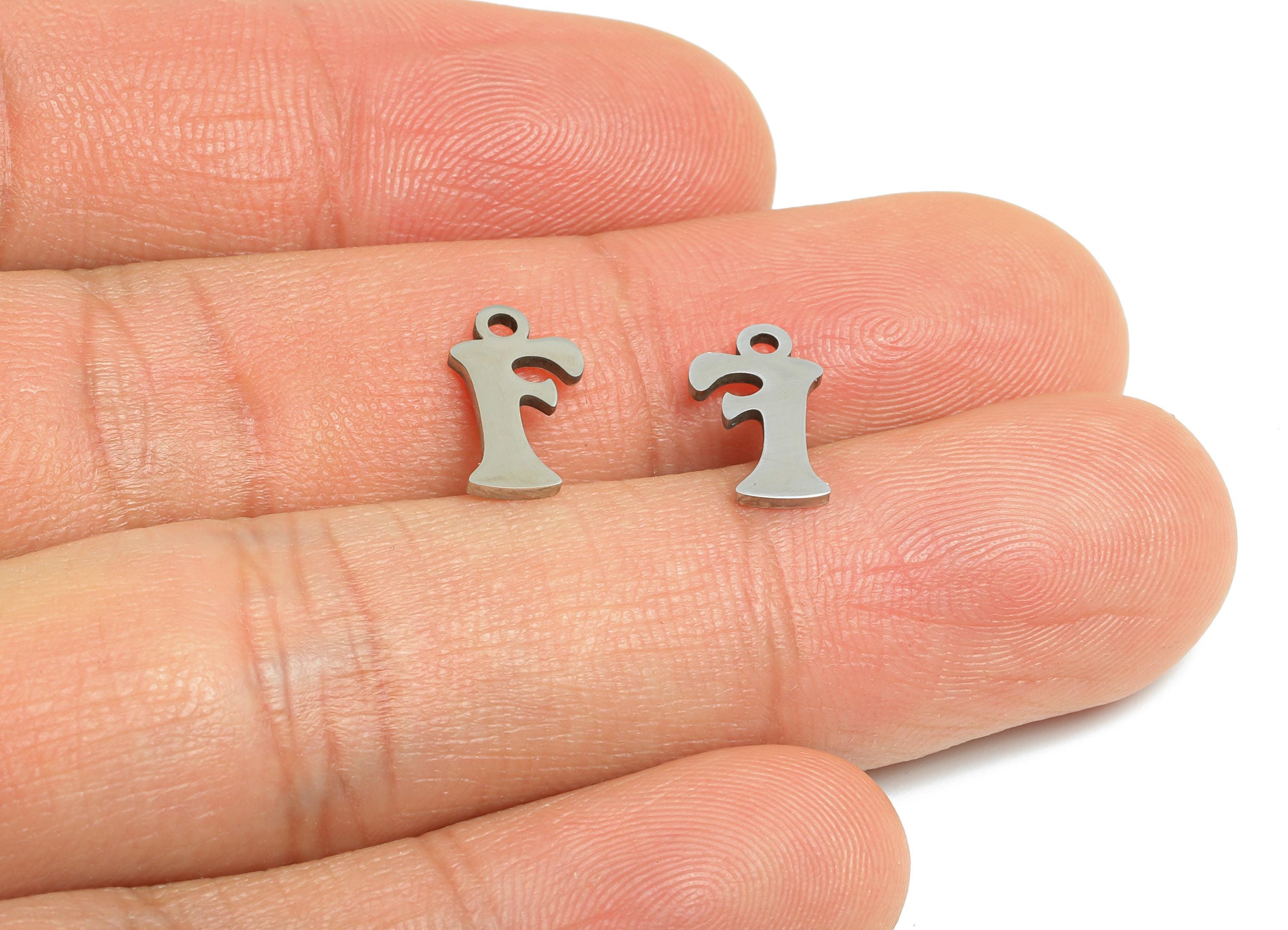 Steel Letter F Charms - Personalized Initial Pendant for Bracelet - Unique Name Jewelry - Stylish Statement DIY - 11.9x6.8x0.98mm - SS2388 - DOMEDBAZAAR