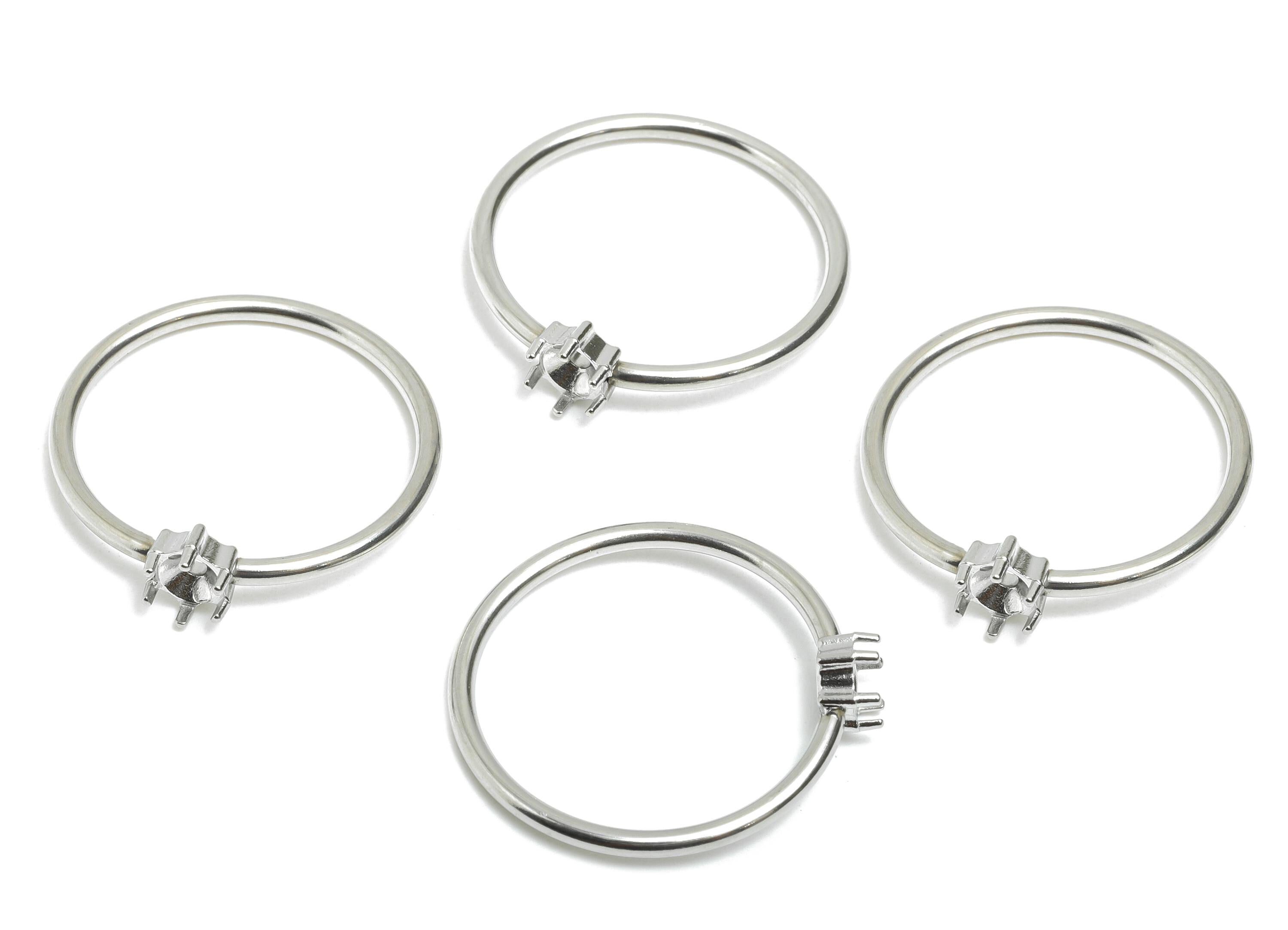 4mm Round Setting Ring - Ring Inner Size #8/18.1mm - Steel Gemstone Holder Cabochon Ring Base - Prong Setting Ring - 22x21x1.5mm - SS1554-8 - DOMEDBAZAAR