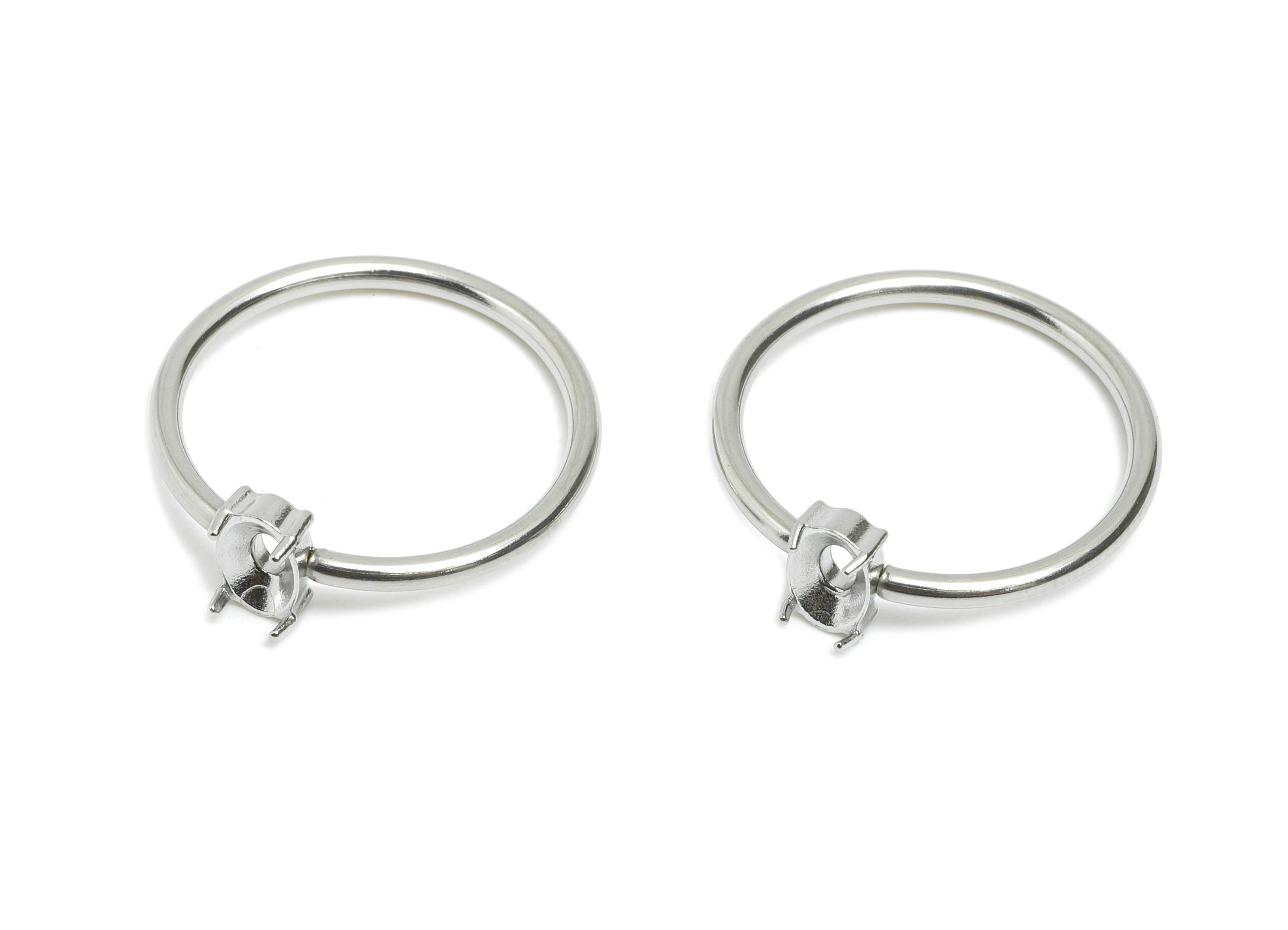 4x6mm Oval Setting Ring - Ring Inner Size #6/16.6mm - Steel Gemstone Holder Cabochon Ring Base - Prong Setting Ring - 21x19x1mm-SS1553-6 - DOMEDBAZAAR