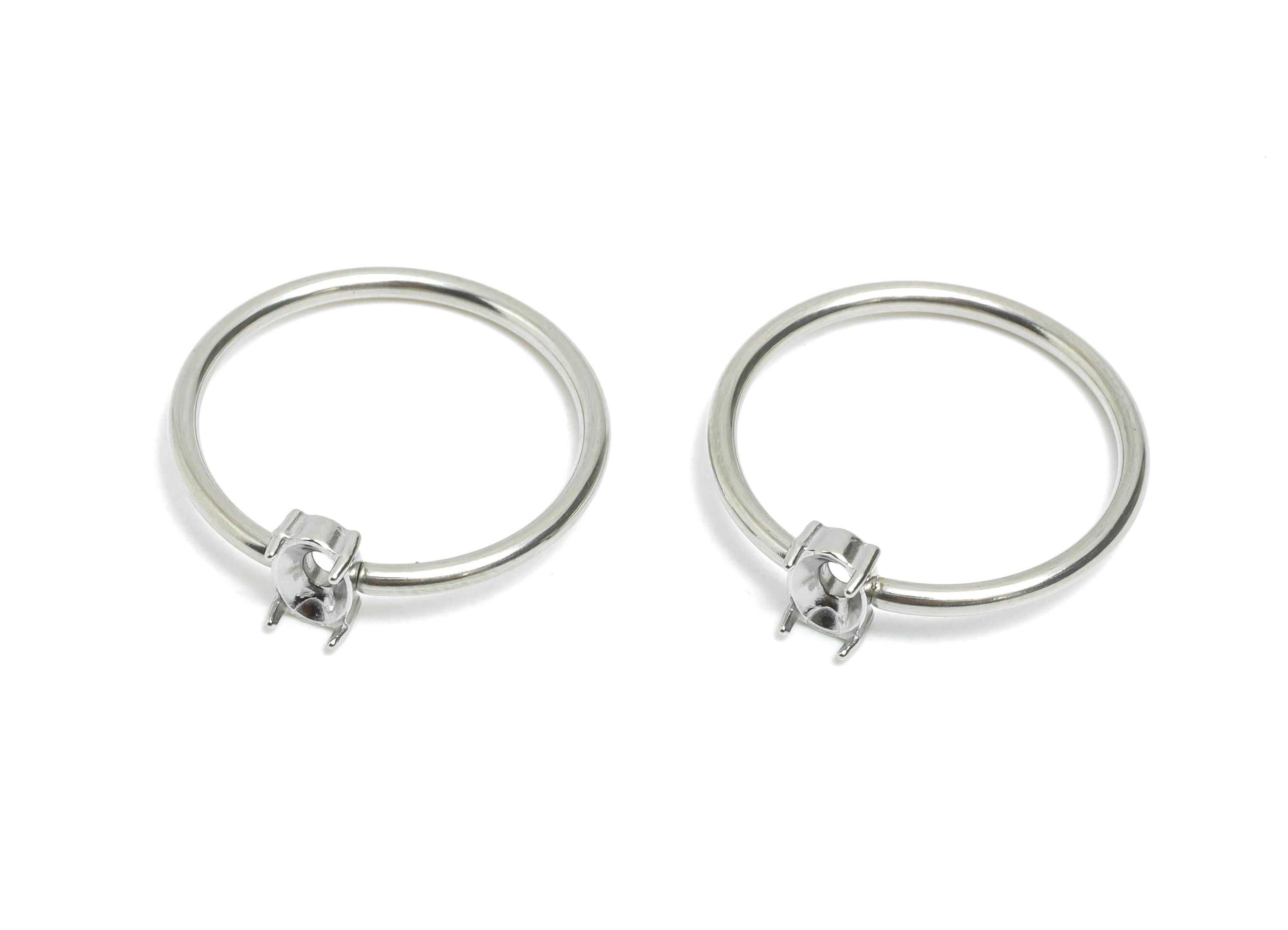 4x6mm Oval Setting Ring - Ring Inner Size #7/17.3mm - Steel Gemstone Holder Cabochon Ring Base - Prong Setting Ring - 21x20x1.5mm - SS1553-7 - DOMEDBAZAAR