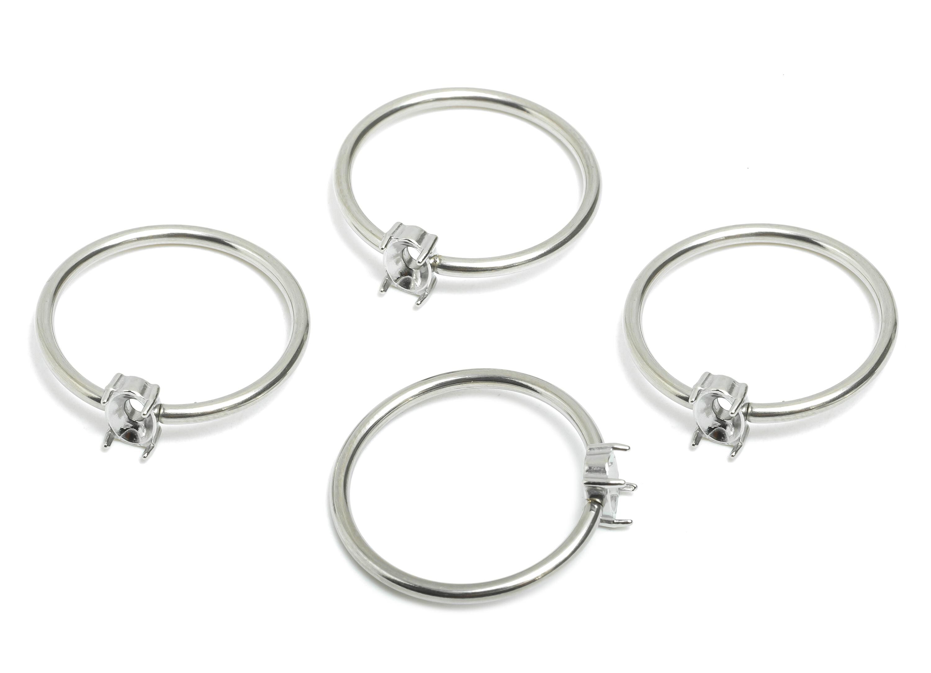 4x6mm Oval Setting Ring - Ring Inner Size #7/17.3mm - Steel Gemstone Holder Cabochon Ring Base - Prong Setting Ring - 21x20x1.5mm - SS1553-7 - DOMEDBAZAAR