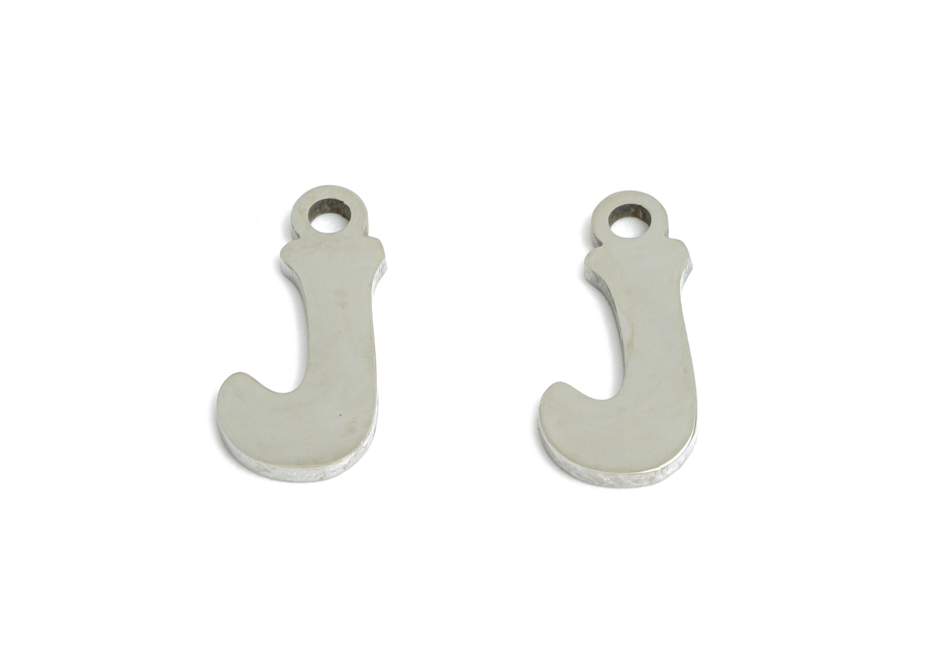 Steel Letter J Charms - Personalized Initial Pendant for Bracelet - Unique Name Jewelry - Stylish Statement DIY - 11.74x5.5x0.98mm - SS2392 - DOMEDBAZAAR