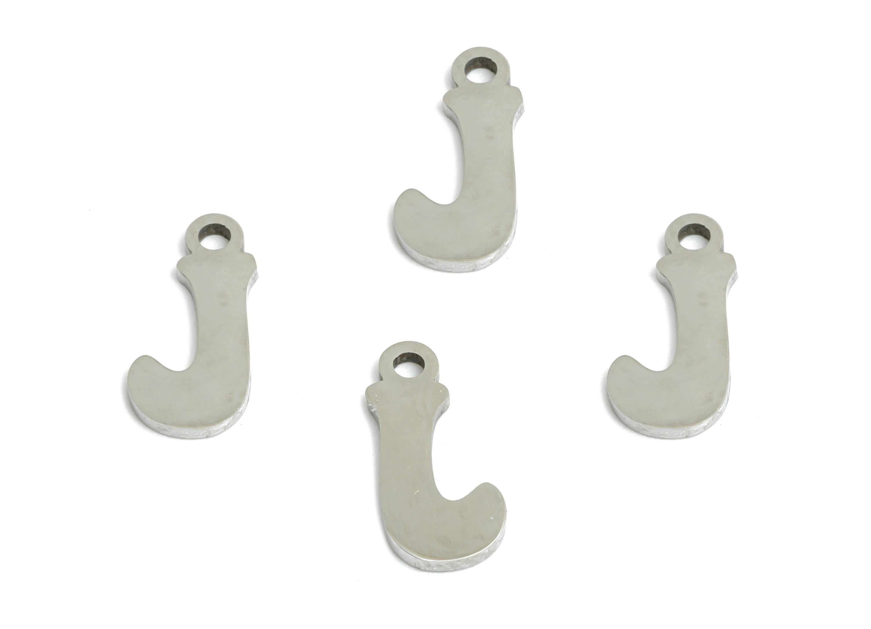 Steel Letter J Charms - Personalized Initial Pendant for Bracelet - Unique Name Jewelry - Stylish Statement DIY - 11.74x5.5x0.98mm - SS2392 - DOMEDBAZAAR