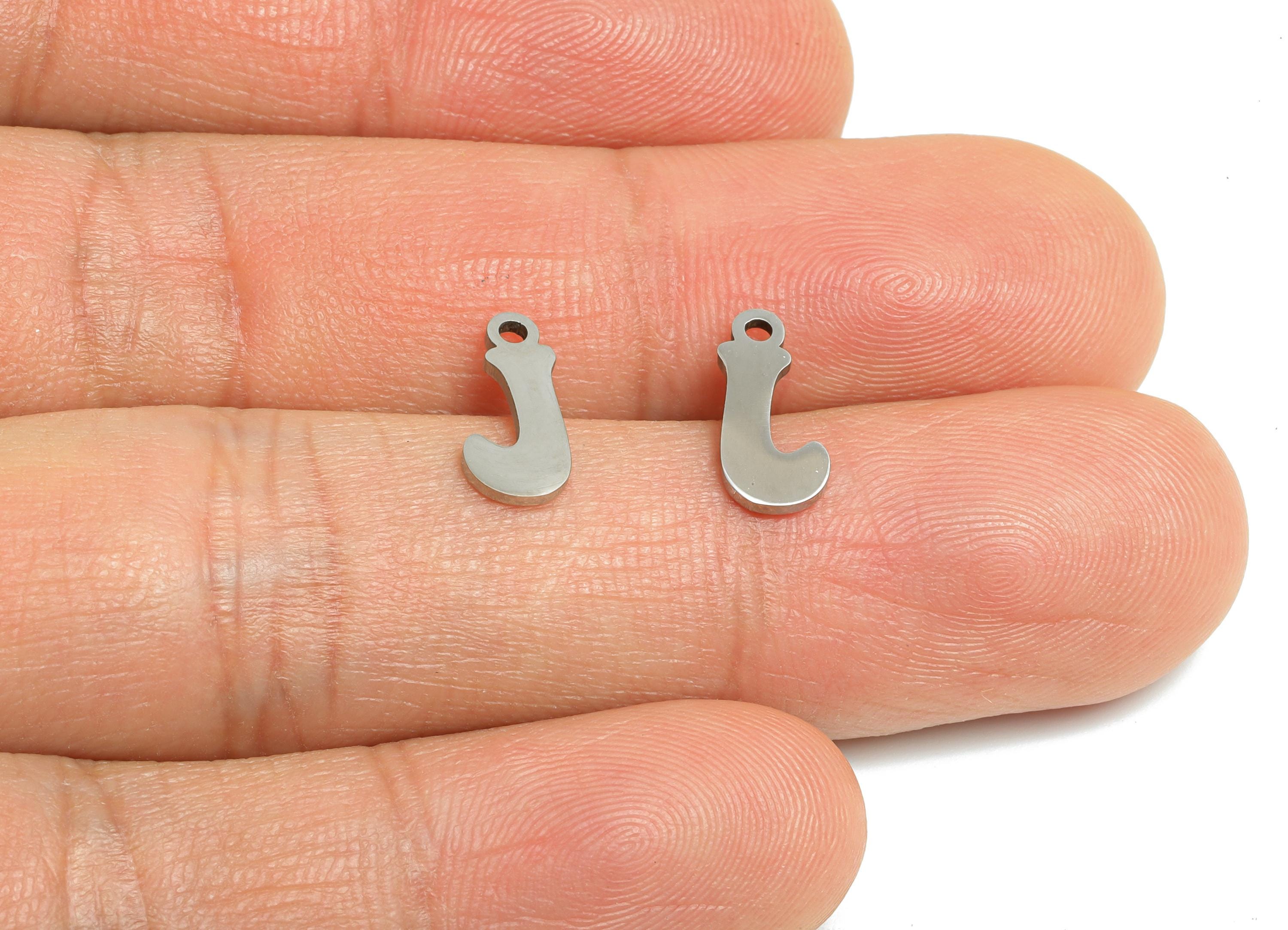 Steel Letter J Charms - Personalized Initial Pendant for Bracelet - Unique Name Jewelry - Stylish Statement DIY - 11.74x5.5x0.98mm - SS2392 - DOMEDBAZAAR