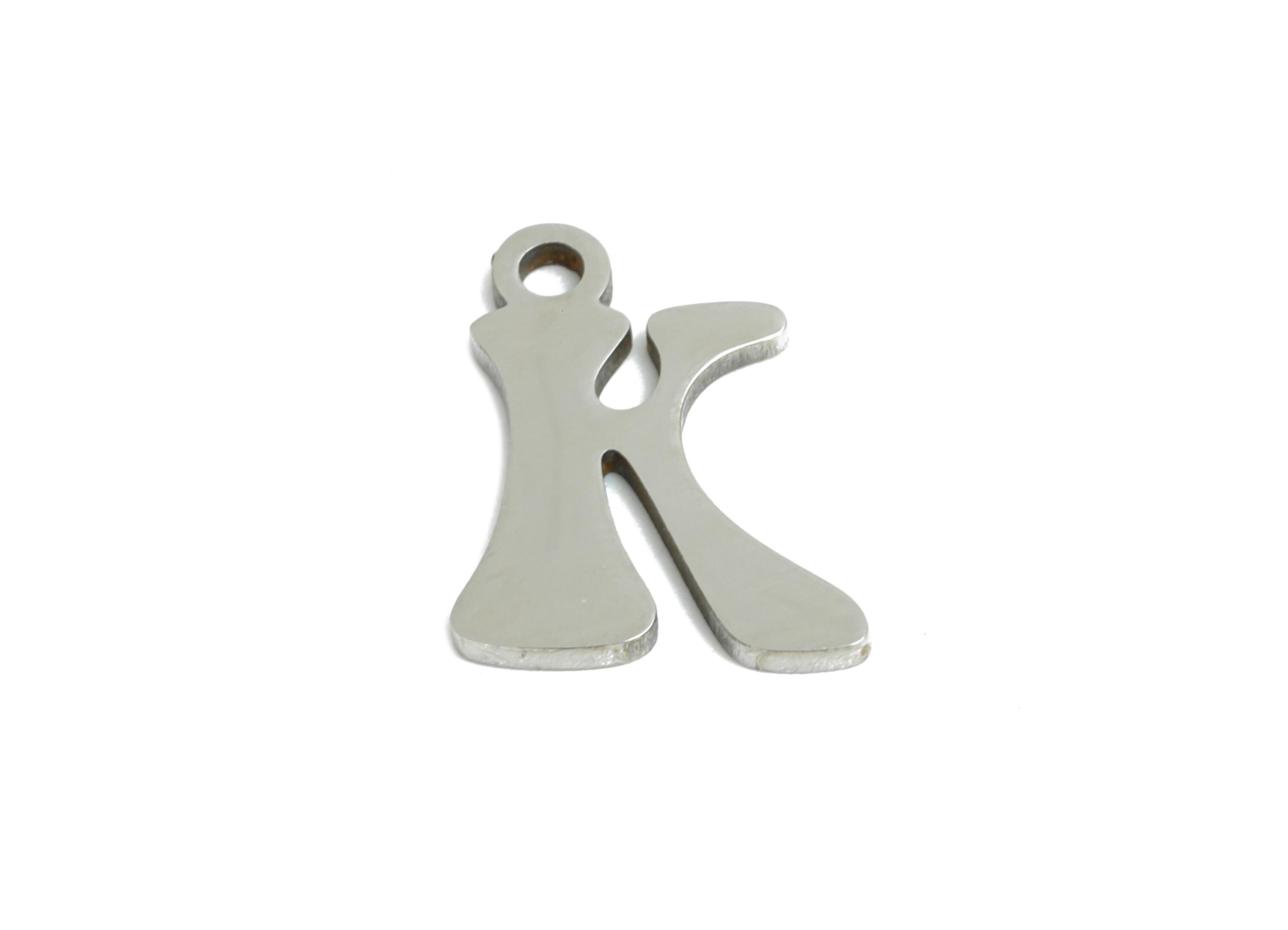 Steel Letter K Charms - Personalized Initial Pendant for Bracelet - Unique Name Jewelry - Stylish Statement DIY - 11.74x9.5x0.98mm - SS2393 - DOMEDBAZAAR