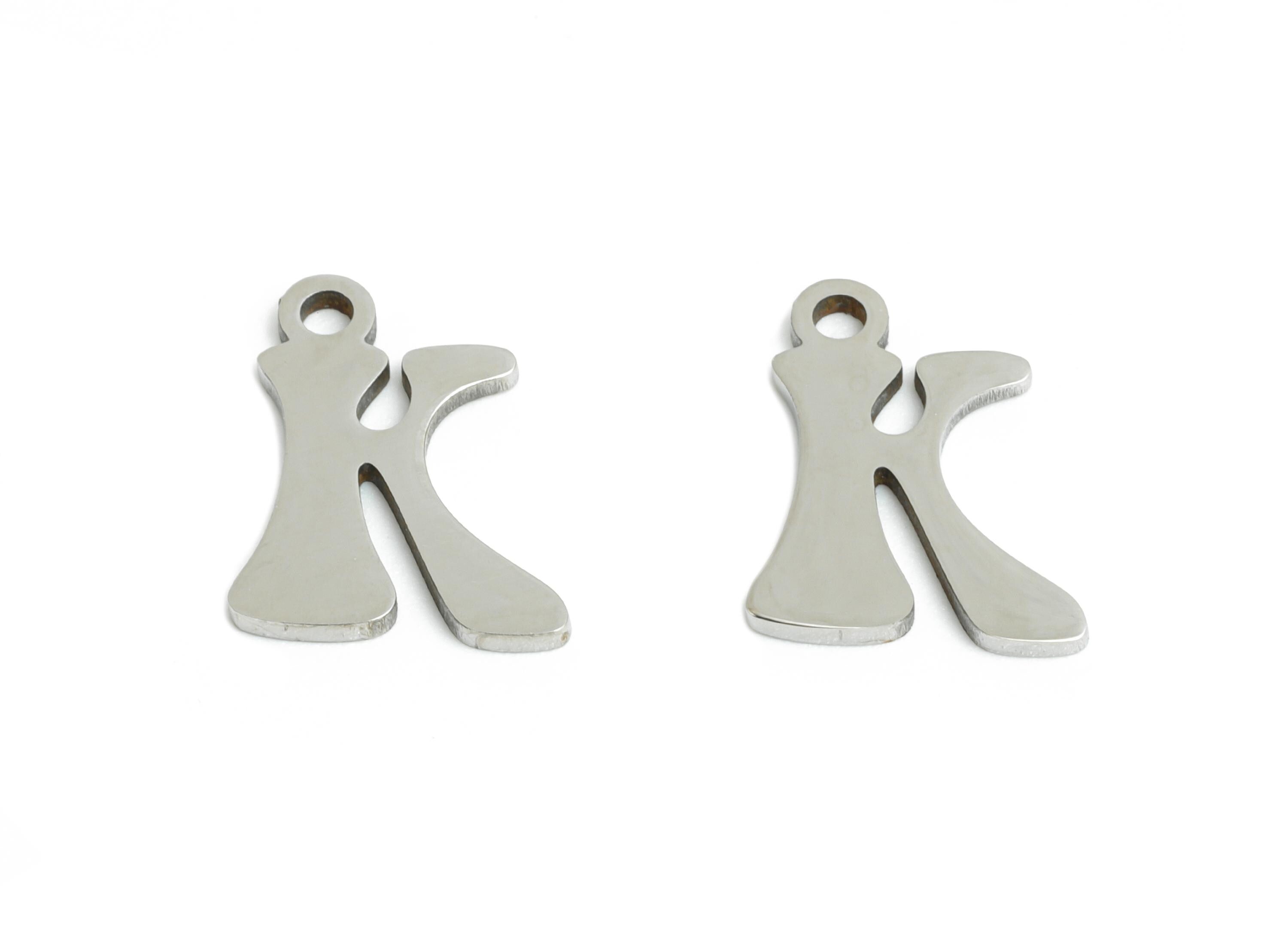 Steel Letter K Charms - Personalized Initial Pendant for Bracelet - Unique Name Jewelry - Stylish Statement DIY - 11.74x9.5x0.98mm - SS2393 - DOMEDBAZAAR