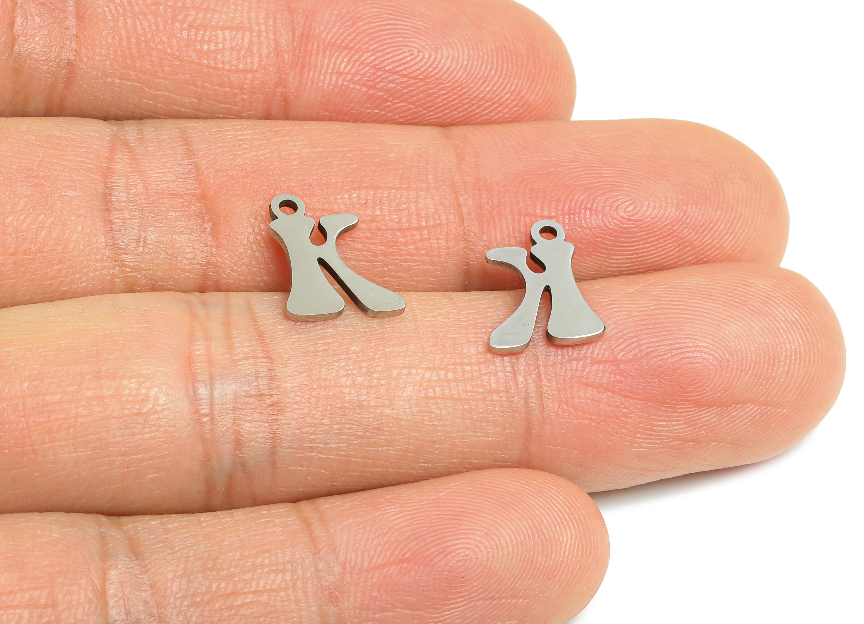 Steel Letter K Charms - Personalized Initial Pendant for Bracelet - Unique Name Jewelry - Stylish Statement DIY - 11.74x9.5x0.98mm - SS2393 - DOMEDBAZAAR