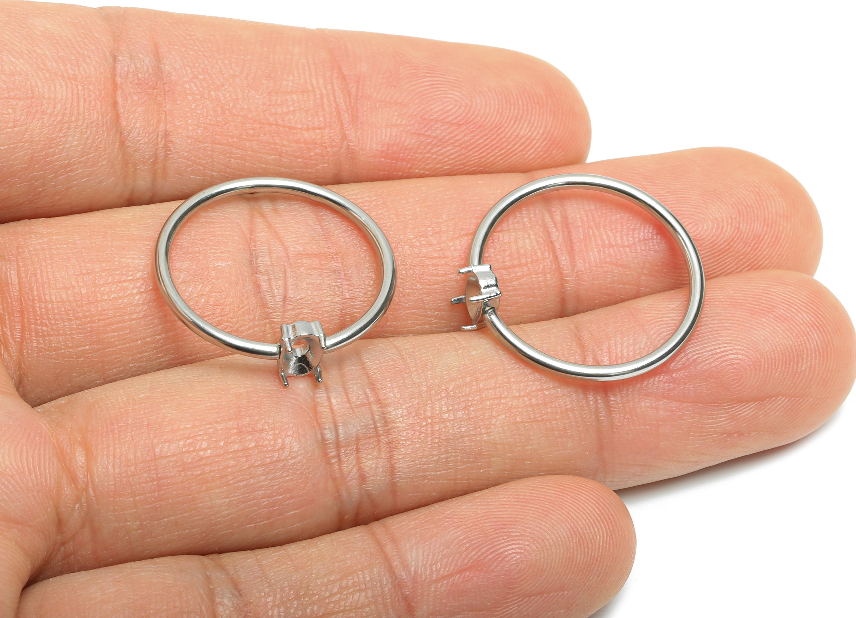 4x6mm Oval Setting Ring - Ring Inner Size #9/18.9mm - Steel Gemstone Holder Cabochon Ring Base - Prong Setting Ring - 23x22x1.5mm - SS1553-9 - DOMEDBAZAAR