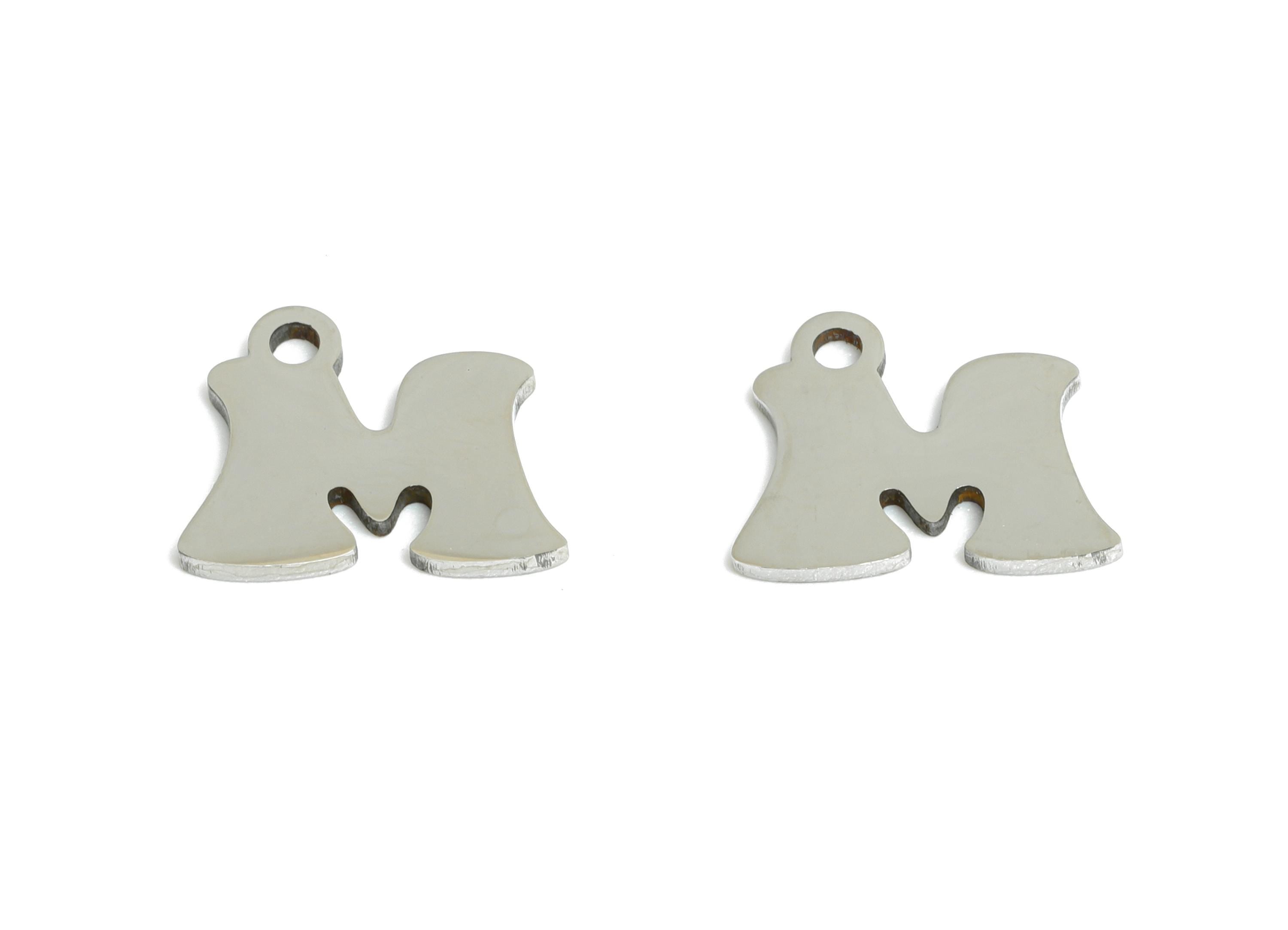 Steel Letter M Charms - Personalized Initial Pendant for Bracelet - Unique Name Jewelry - Stylish Statement DIY - 11.73x9.36x0.98mm - SS2395 - DOMEDBAZAAR