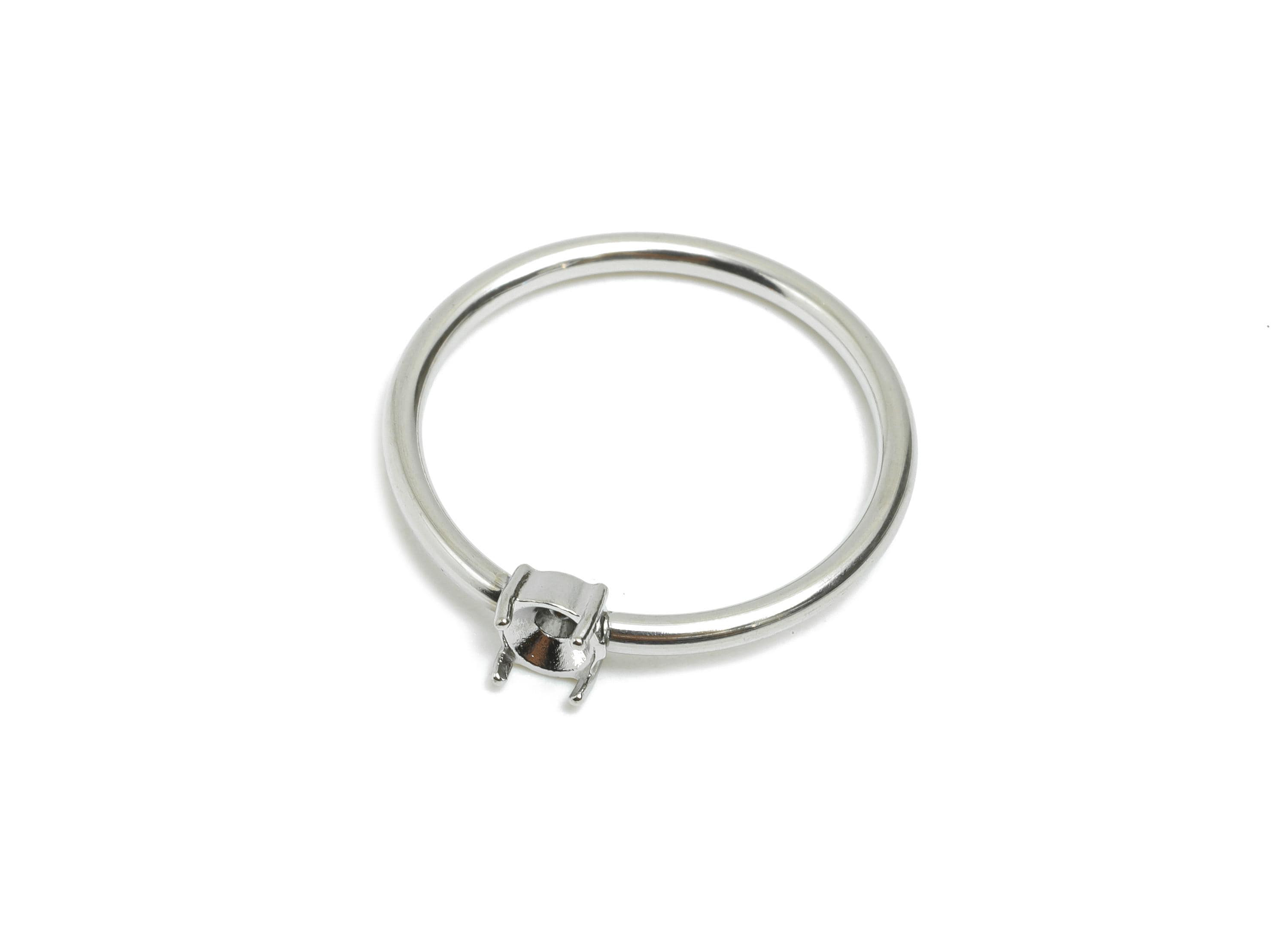 3.5mm Round Setting Ring - Prong Ring Settings - Ring Inner Size #6/16.6mm - Gemstone Holder Cabochon Ring Base - 21x19x1.5mm - SS1552-6 - DOMEDBAZAAR