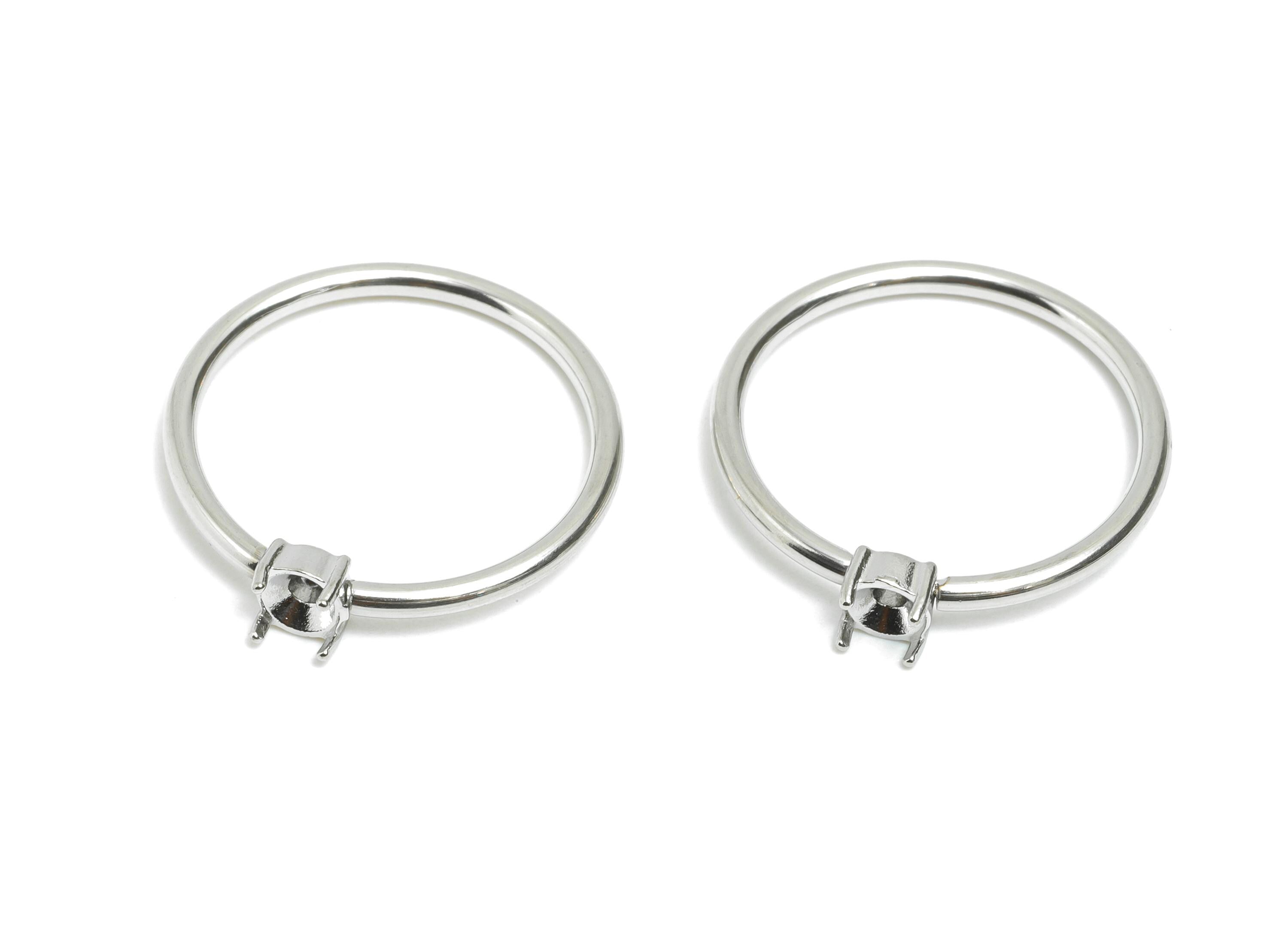 3.5mm Round Setting Ring - Prong Ring Settings - Ring Inner Size #6/16.6mm - Gemstone Holder Cabochon Ring Base - 21x19x1.5mm - SS1552-6 - DOMEDBAZAAR