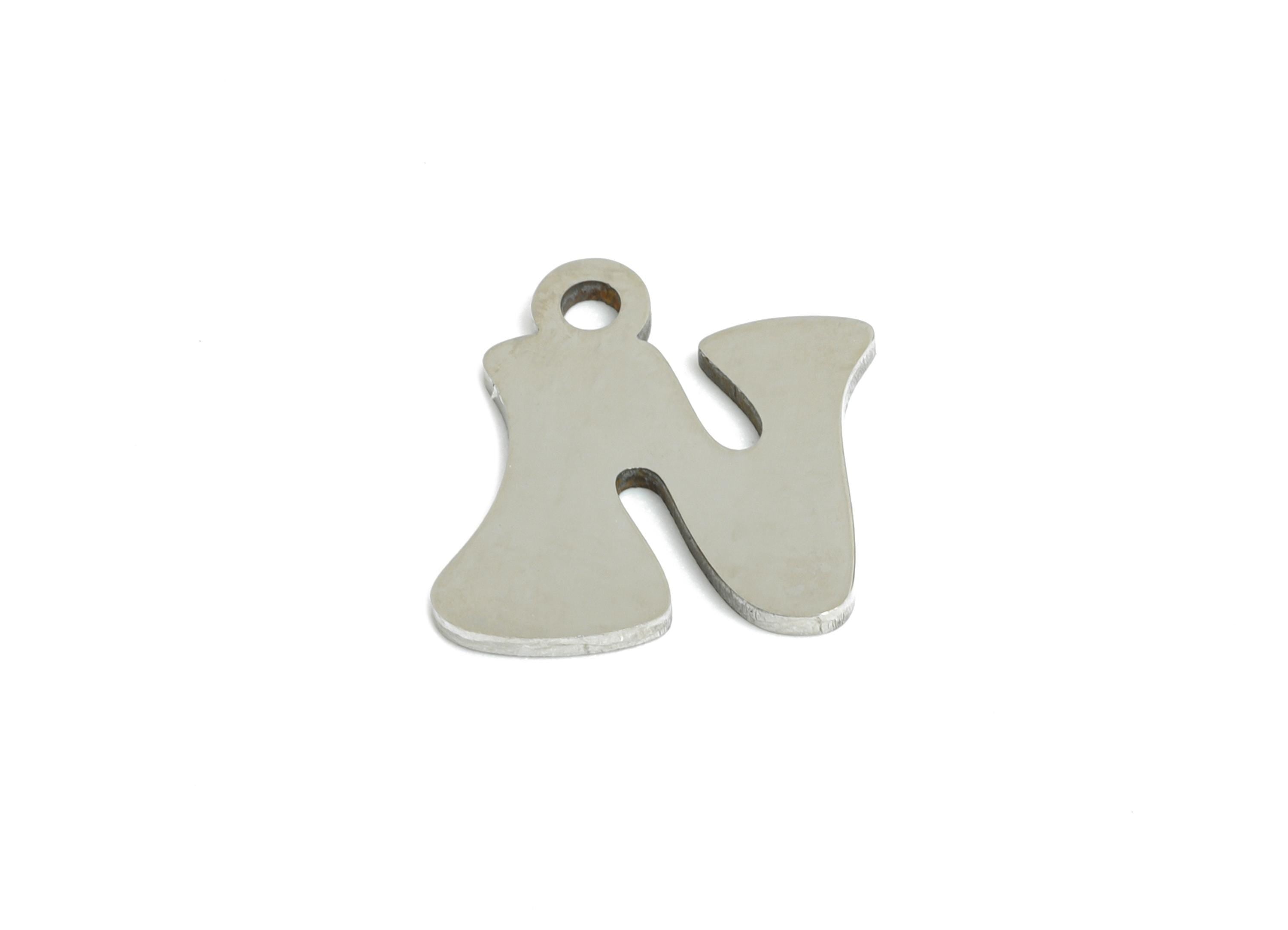 Steel Letter N Charms - Personalized Initial Pendant for Bracelet - Unique Name Jewelry - Stylish Statement DIY - 11.8x10.72x0.98mm - SS2396 - DOMEDBAZAAR