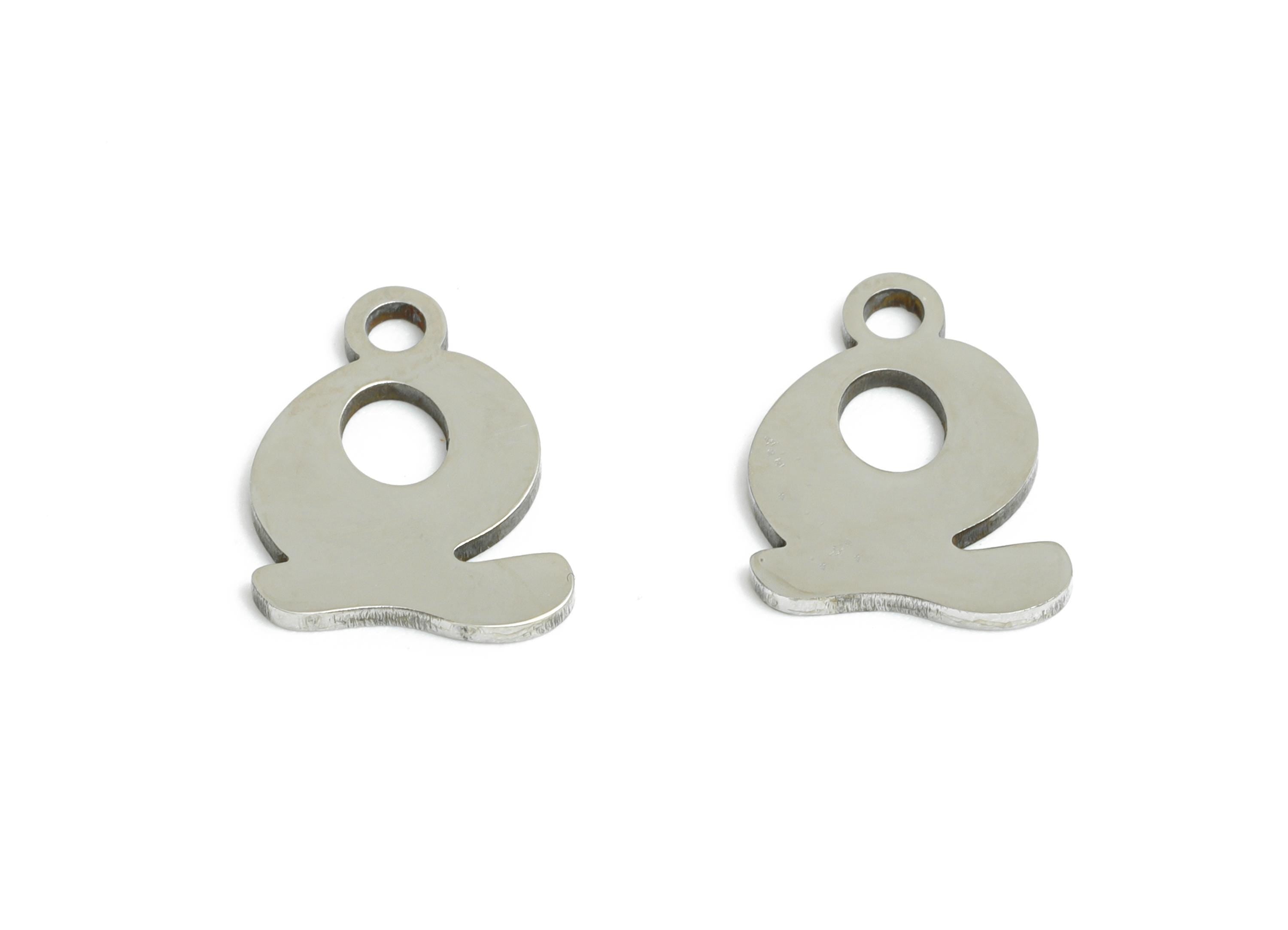 Steel Letter Q Charms - Personalized Initial Pendant for Bracelet - Unique Name Jewelry - Stylish Statement DIY - 11.34x8.8x0.98mm - SS2399 - DOMEDBAZAAR