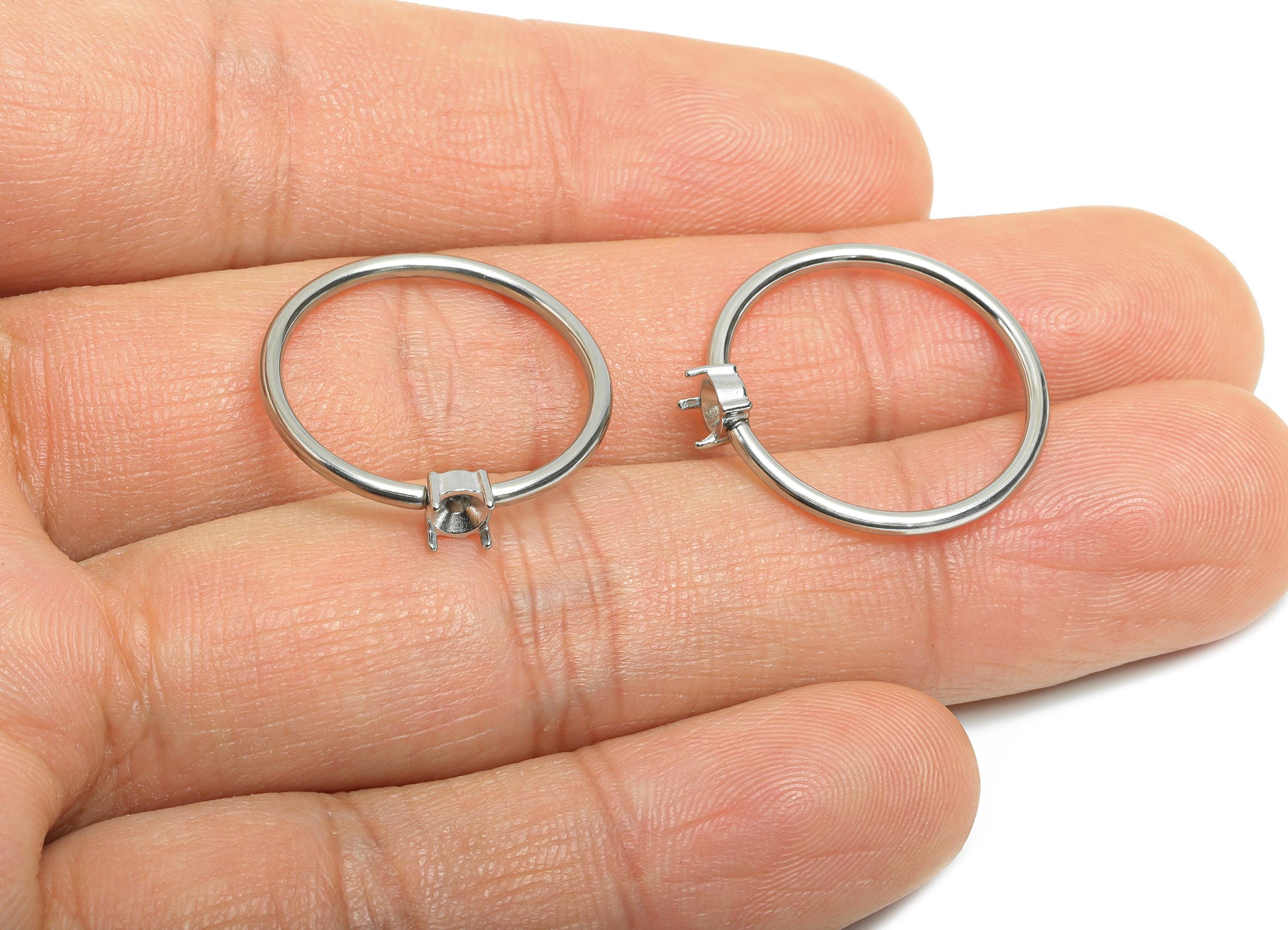 3.5mm Round Setting Ring - Prong Ring Settings - Ring Inner Size #8/18.1mm - Gemstone Holder Cabochon Ring Base - 22x21x1.5mm - SS1552-8 - DOMEDBAZAAR