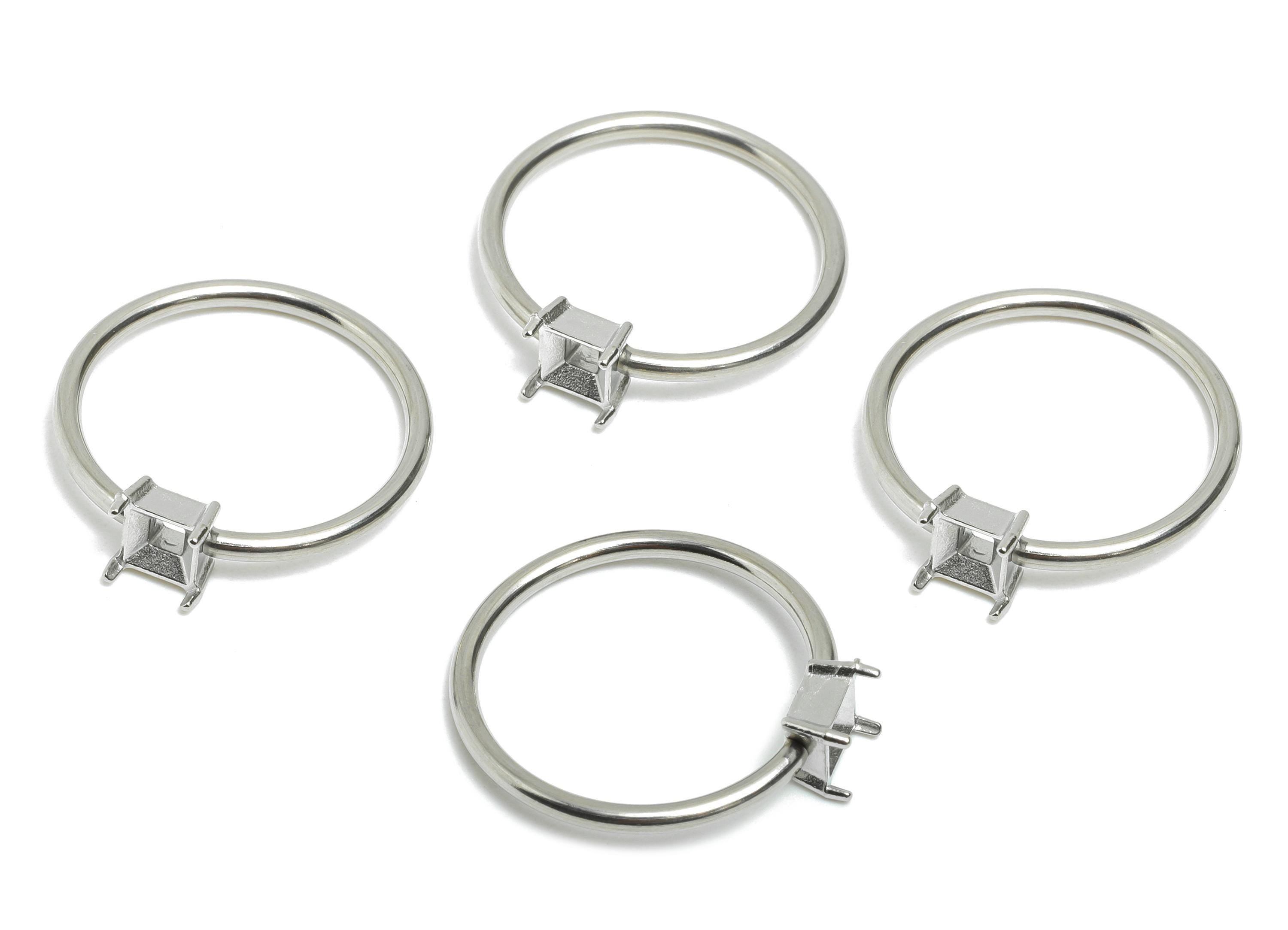 4x4mm Square Setting Ring - Prong Ring Settings - Ring Inner Size #6/16.6mm - Gemstone Holder Cabochon Ring Base - 21x19x1.5mm - SS1550-6 - DOMEDBAZAAR