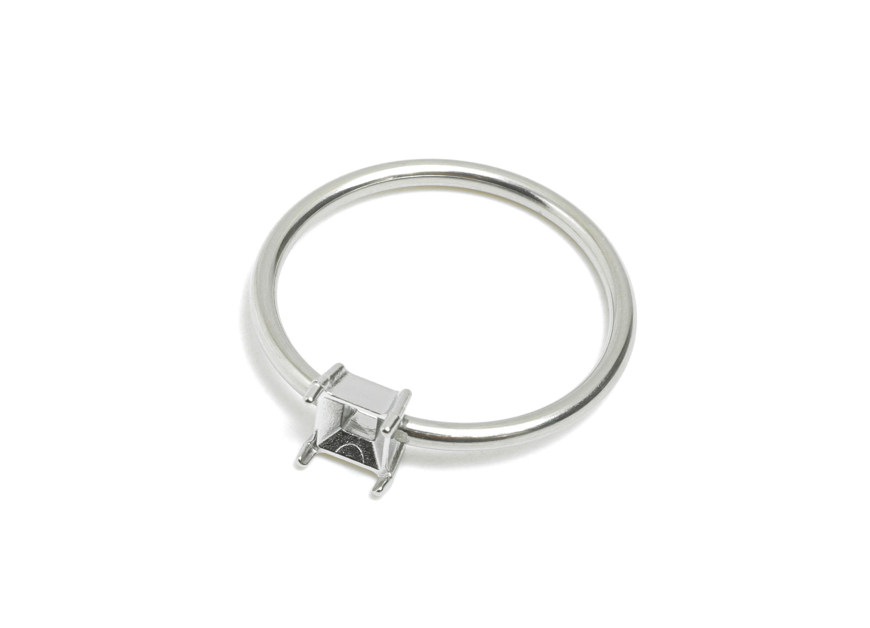 4x4mm Square Setting Ring - Prong Ring Settings - Ring Inner Size #7/17.3mm - Gemstone Holder Cabochon Ring Base - 22x20x1.5mm - SS1550-7 - DOMEDBAZAAR