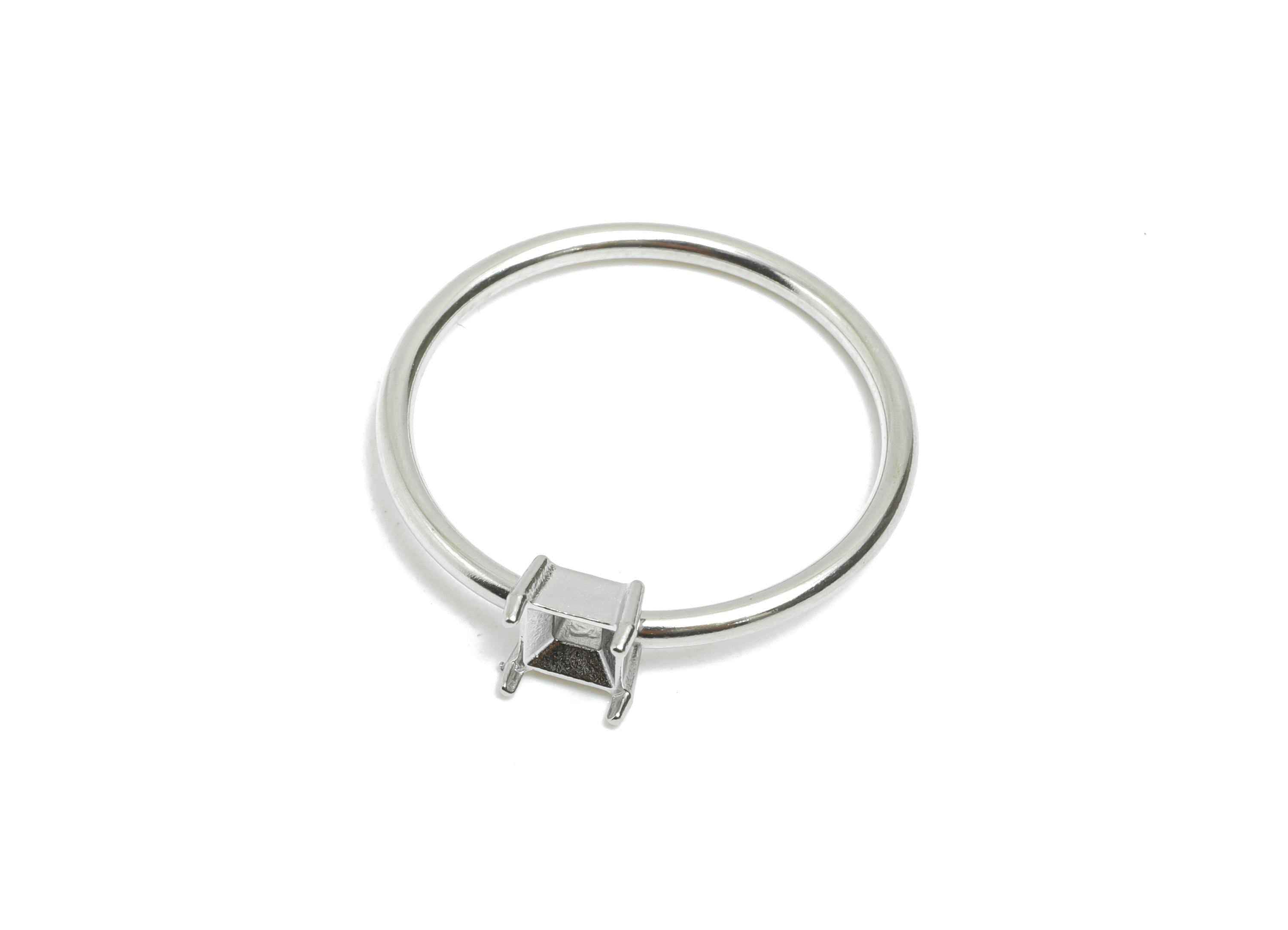 4x4mm Square Setting Ring - Prong Ring Settings - Ring Inner Size #8/18.1mm - Gemstone Holder Cabochon Ring Base - 23x21.21x1.5mm - SS1550-8 - DOMEDBAZAAR
