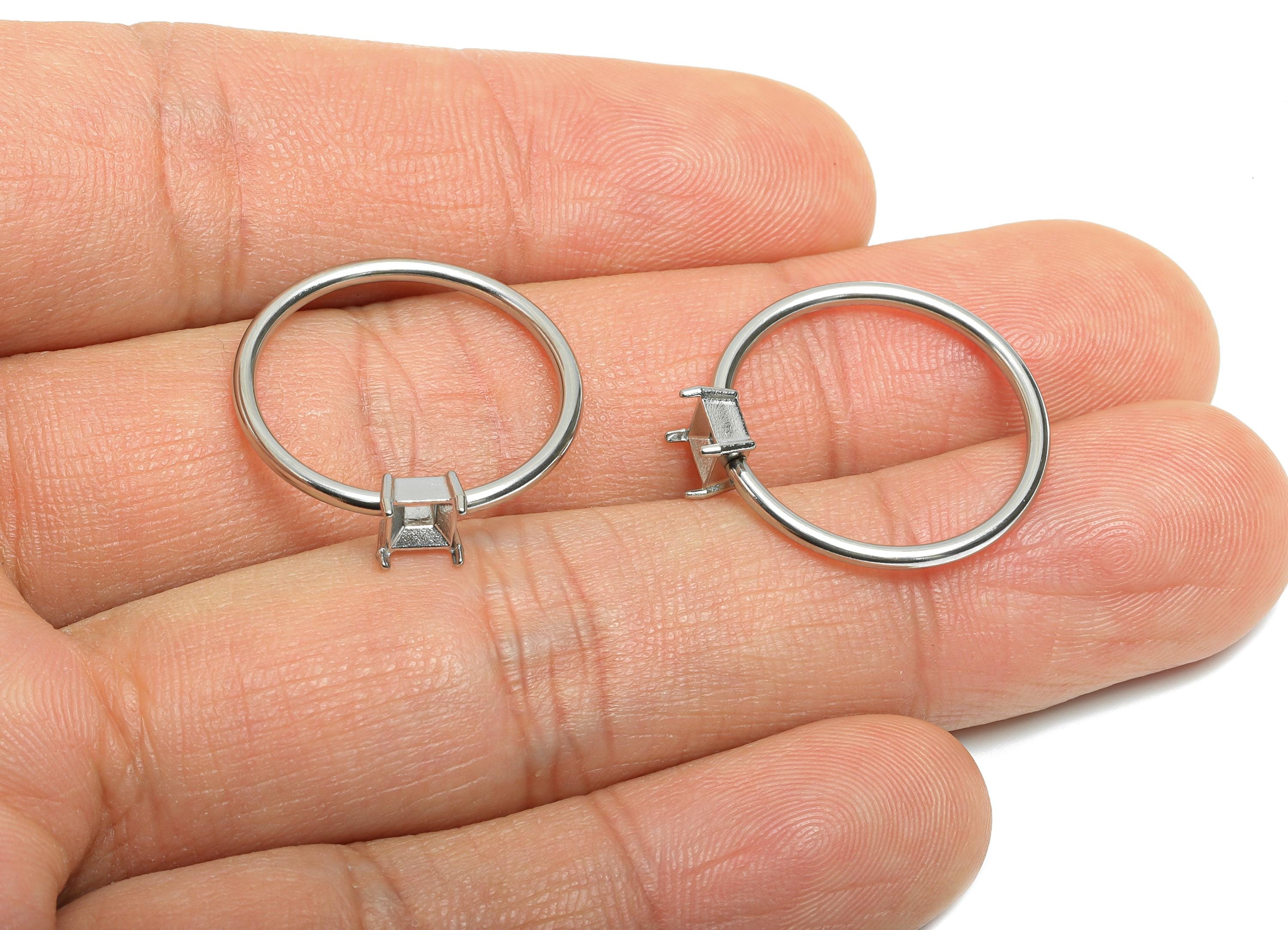 4x4mm Square Setting Ring - Prong Ring Settings - Ring Inner Size #8/18.1mm - Gemstone Holder Cabochon Ring Base - 23x21.21x1.5mm - SS1550-8 - DOMEDBAZAAR