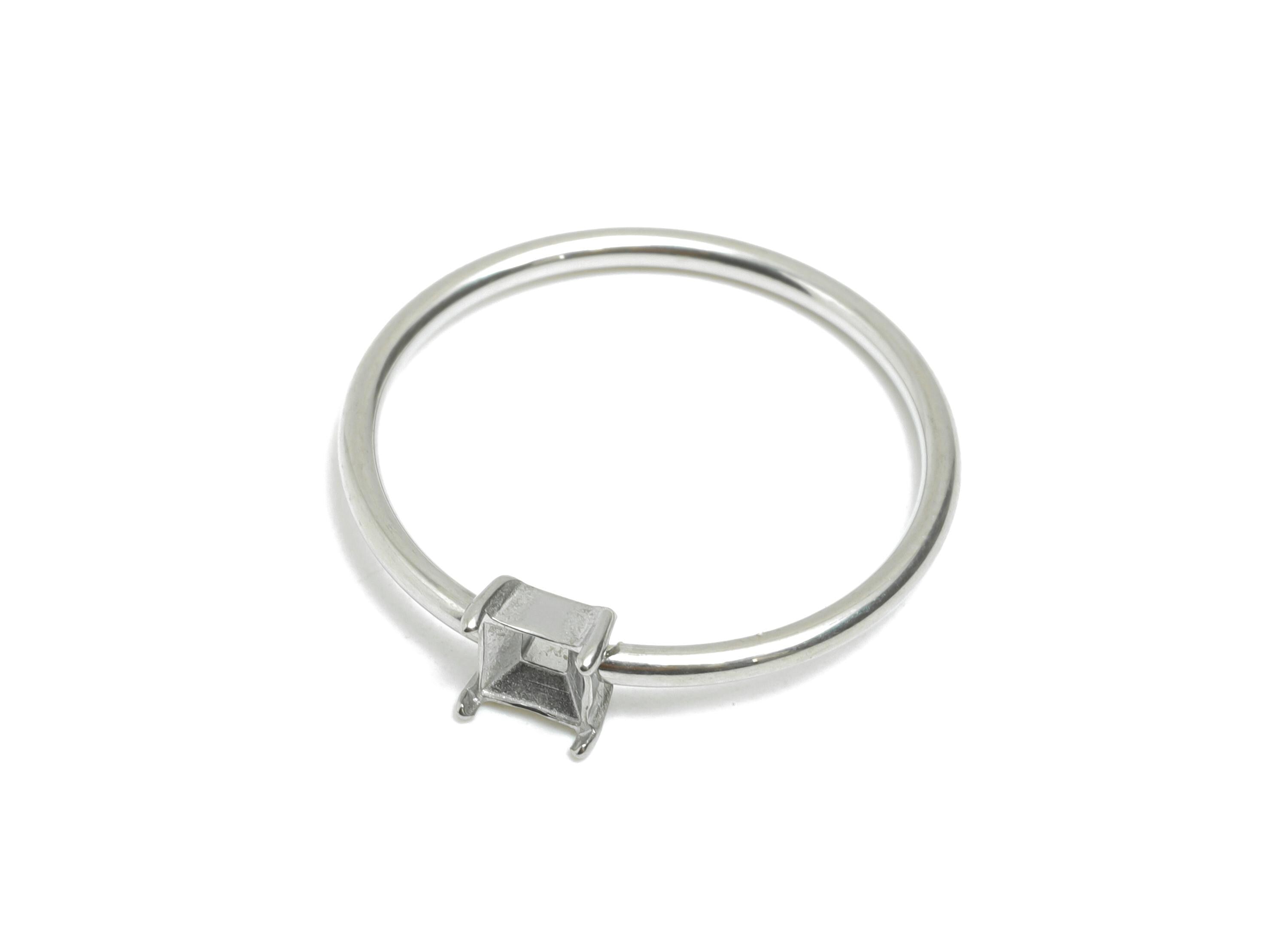 4x4mm Square Setting Ring - Prong Ring Settings - Ring Inner Size #9/18.9mm - Gemstone Holder Cabochon Ring Base - 23x22x1.5mm - SS1550-9 - DOMEDBAZAAR