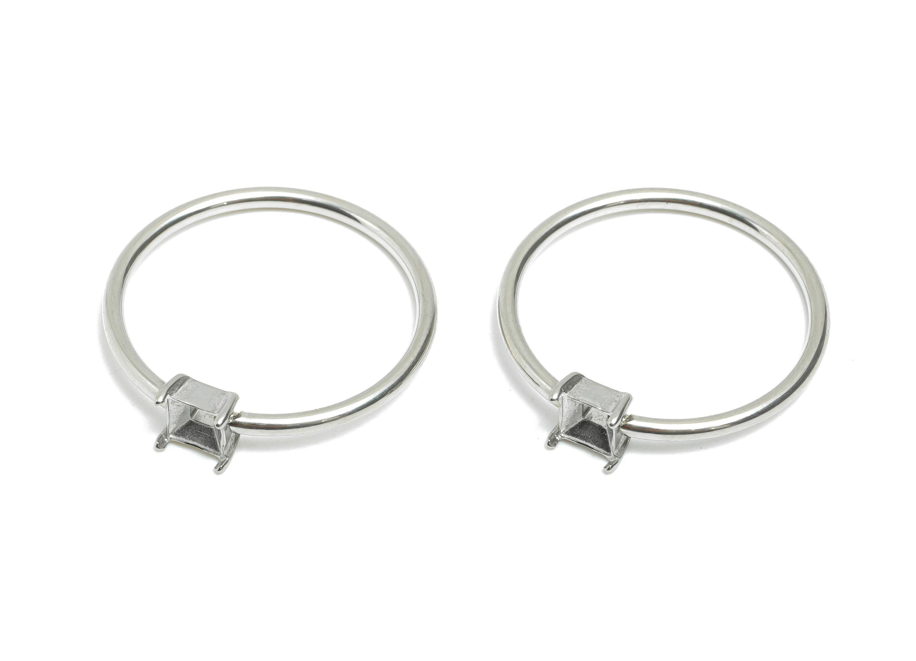 4x4mm Square Setting Ring - Prong Ring Settings - Ring Inner Size #9/18.9mm - Gemstone Holder Cabochon Ring Base - 23x22x1.5mm - SS1550-9 - DOMEDBAZAAR