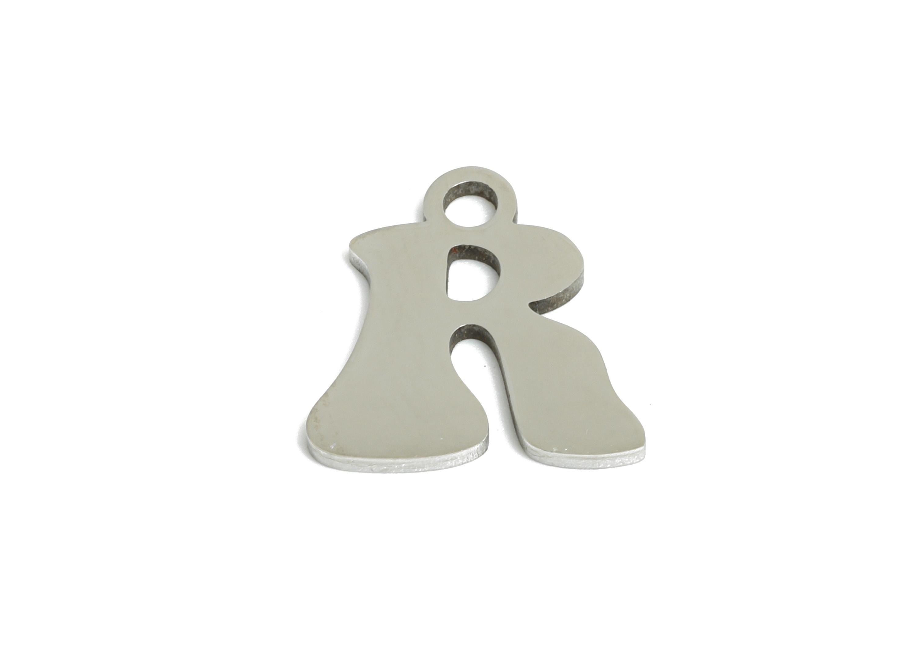 Steel Letter R Charm - Personalized Initial Pendant for Bracelet - Unique Name Jewelry - Stylish Statement DIY - 11.84x11.57x0.98mm - SS2400 - DOMEDBAZAAR